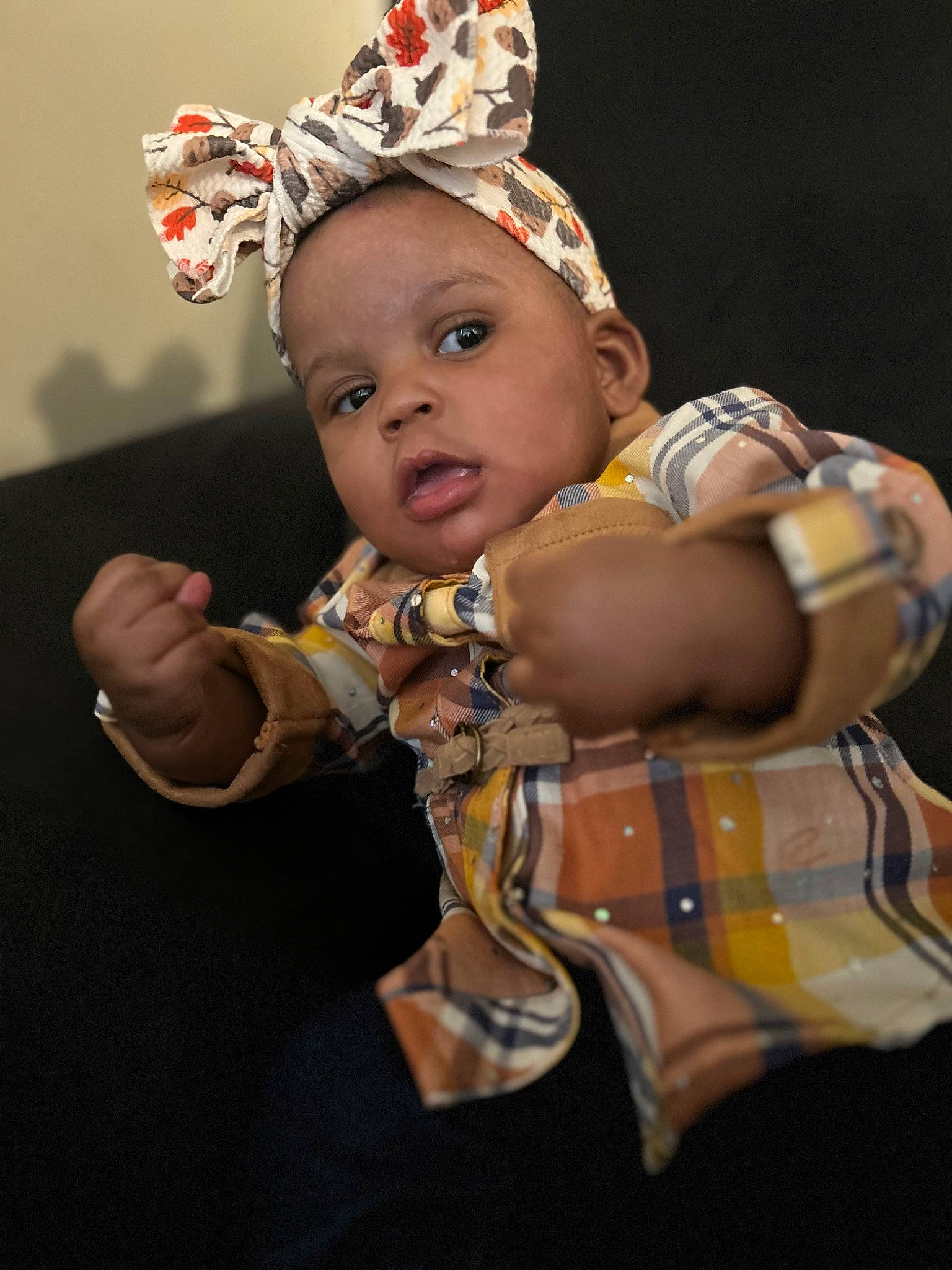 Nariyah is registered to the contest to win money with this photo: baby, baby_toddler_clothing, child, costume, costume_hat, crown, event, eye, fashion_accessory, festival, fun, fur, hair_accessory, happy, headband, headpiece, jewellery, necklace, person, toddler