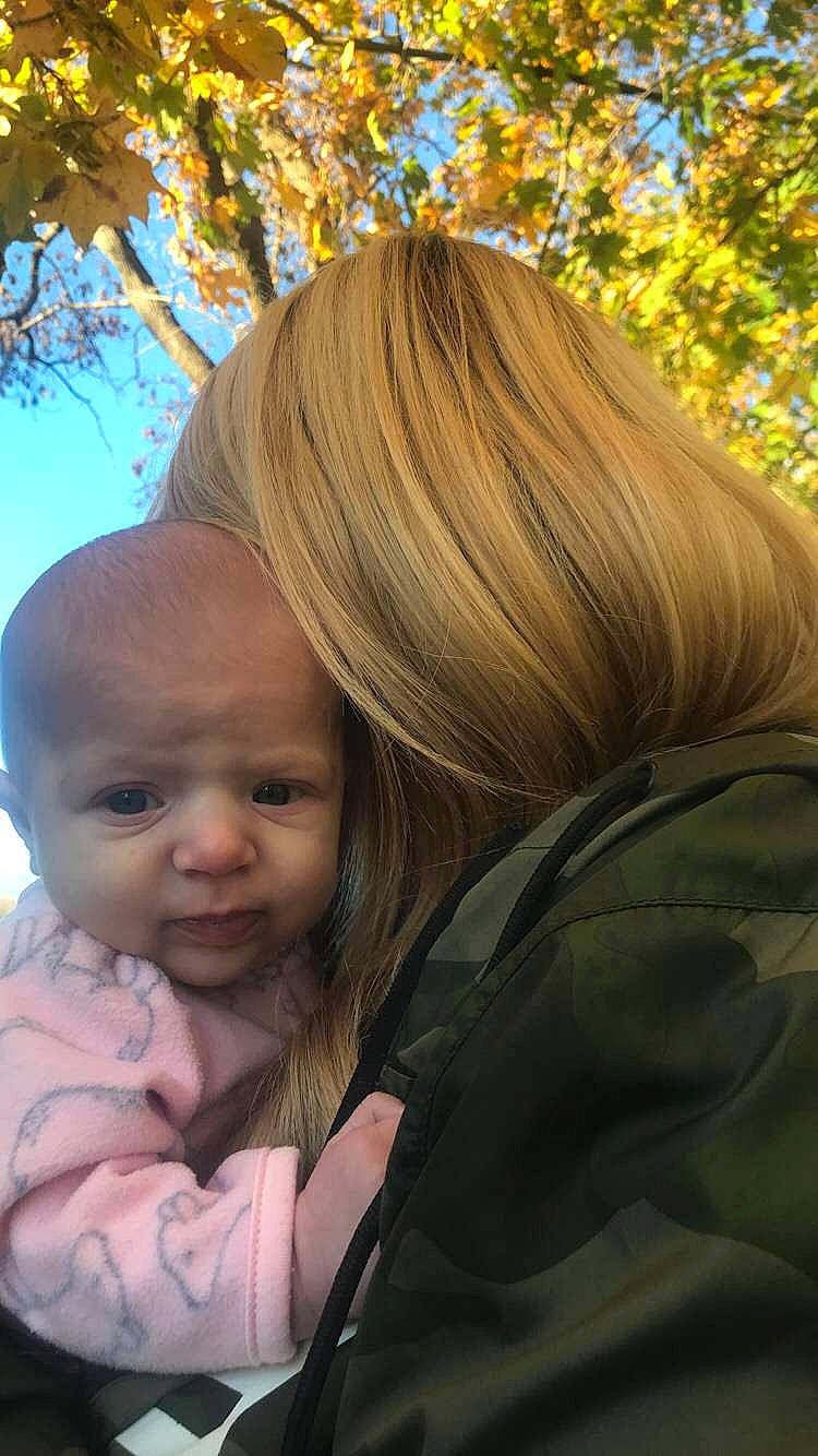 Harper joined the competition — help win amazing prizes! blond, brown_hair, child, daughter, fawn, hair, hairstyle, hug, long_hair, mother, person, smile, toddler, tree