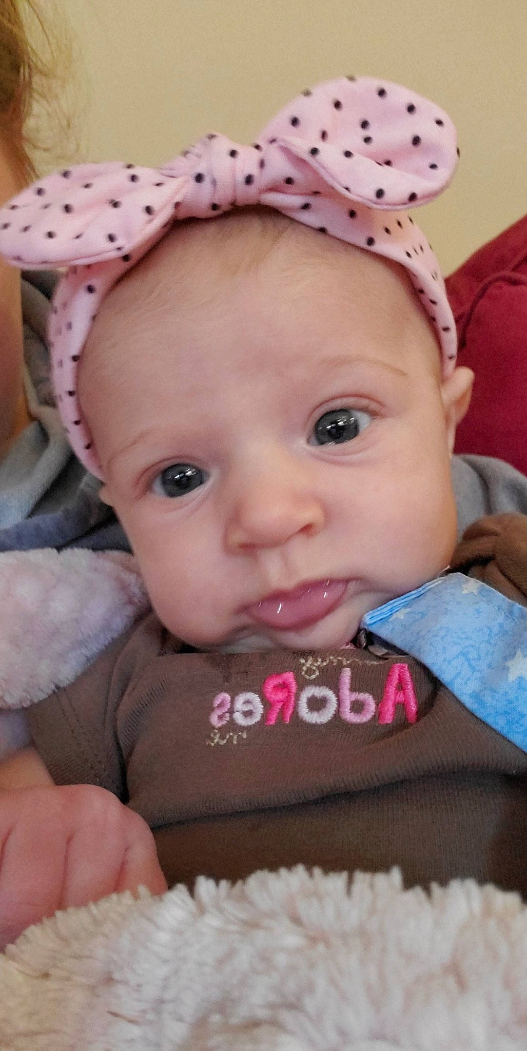 Harper joined the competition — help win amazing prizes! baby, baby_products, baby_toddler_clothing, cheek, child, eye, eyebrow, face, forehead, hair_accessory, head, headgear, lip, mouth, nose, person, pink, product, skin, smile