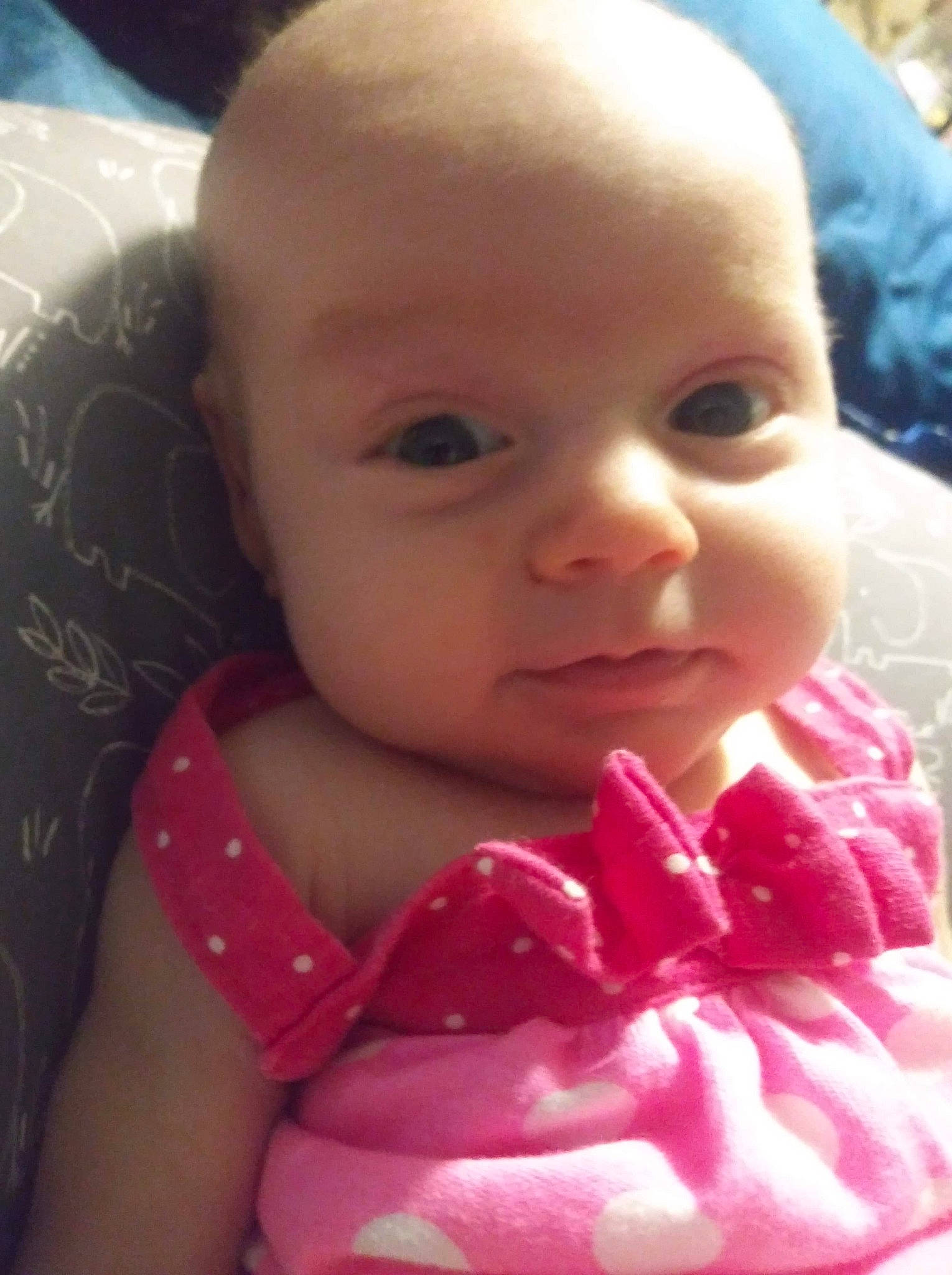 Adaline joined the competition — help win amazing prizes! baby, baby_toddler_clothing, cheek, child, chin, ear, eyebrow, eyelash, facial_expression, fun, happy, iris, lip, mouth, nose, person, pink, skin, smile, thumb