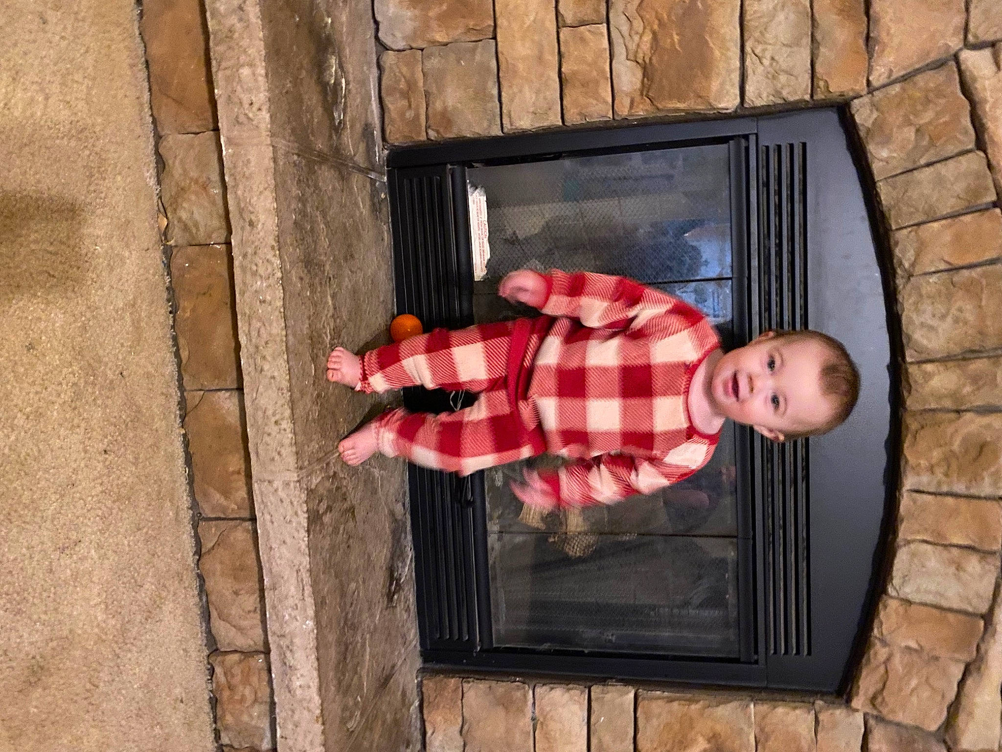 Lucille joined the competition — help win amazing prizes! brick, brickwork, carmine, composite_material, concrete, coquelicot, facade, joy, pattern, person, plaid, rectangle, sleeve, smile, tartan, toddler, window, wood