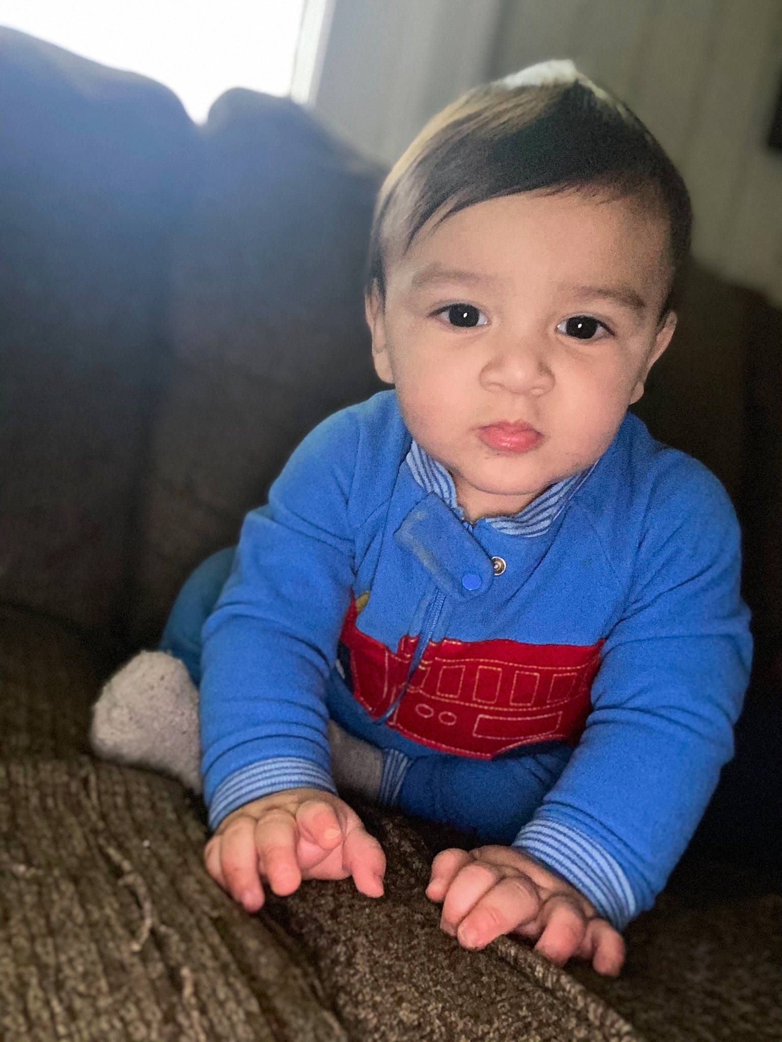 Alonzo joined the competition — help win amazing prizes! baby_toddler_clothing, cheek, chin, comfort, eye, face, finger, flash_photography, flooring, hair, happy, head, iris, lip, mouth, nose, person, skin, sleeve, toddler