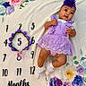 Paloma joined the competition — help win amazing prizes! baby, infant, purple_dress, headband, floral_blanket, flowers, milestone_blanket, wreath, numbers, months, cute, smiling, lying_down, socks, portrait, child, celebration, colorful, decor, soft_texture