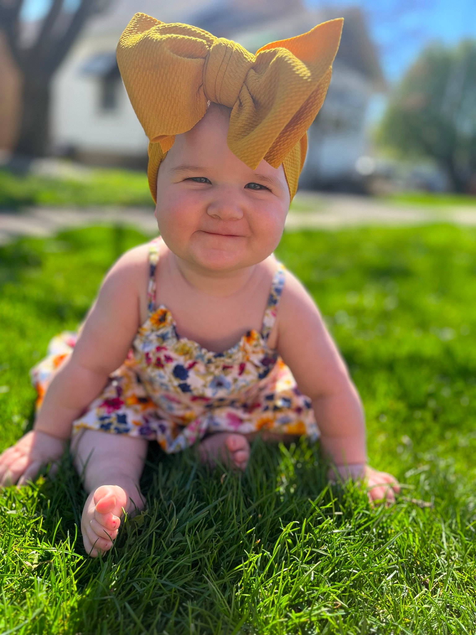 Aya joined the competition — help win amazing prizes! baby, baby_toddler_clothing, child, finger, fun, grass, grassland, happy, head, headwear, joy, lawn, leisure, magenta, people_in_nature, person, pink, sitting, skin, smile