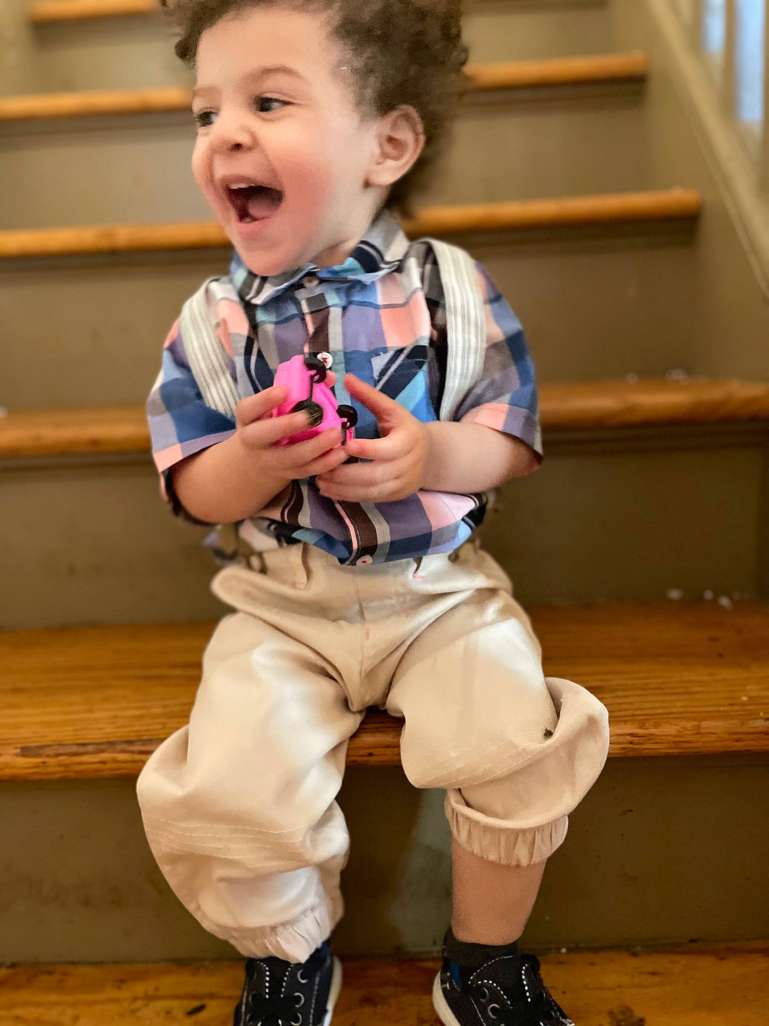 Jax is registered to the contest to win money with this photo: baby, baby_toddler_clothing, child, cool, electric_blue, face, fun, happy, head, person, shoe, sitting, skin, sleeve, smile, sneakers, standing, thigh, thumb, toddler