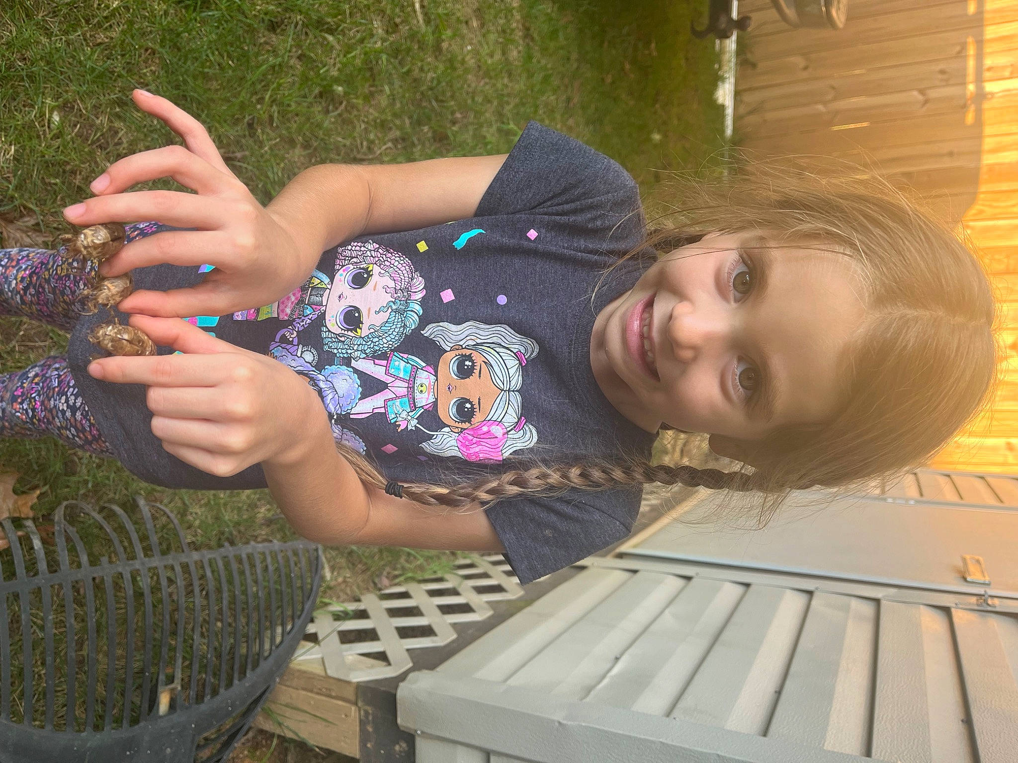 Skylar joined the competition — help win amazing prizes! child, fun, gesture, grass, happy, joy, leisure, nail, pattern, people_in_nature, person, plant, play, sitting, smile, summer, thumb, toddler, tree, vacation