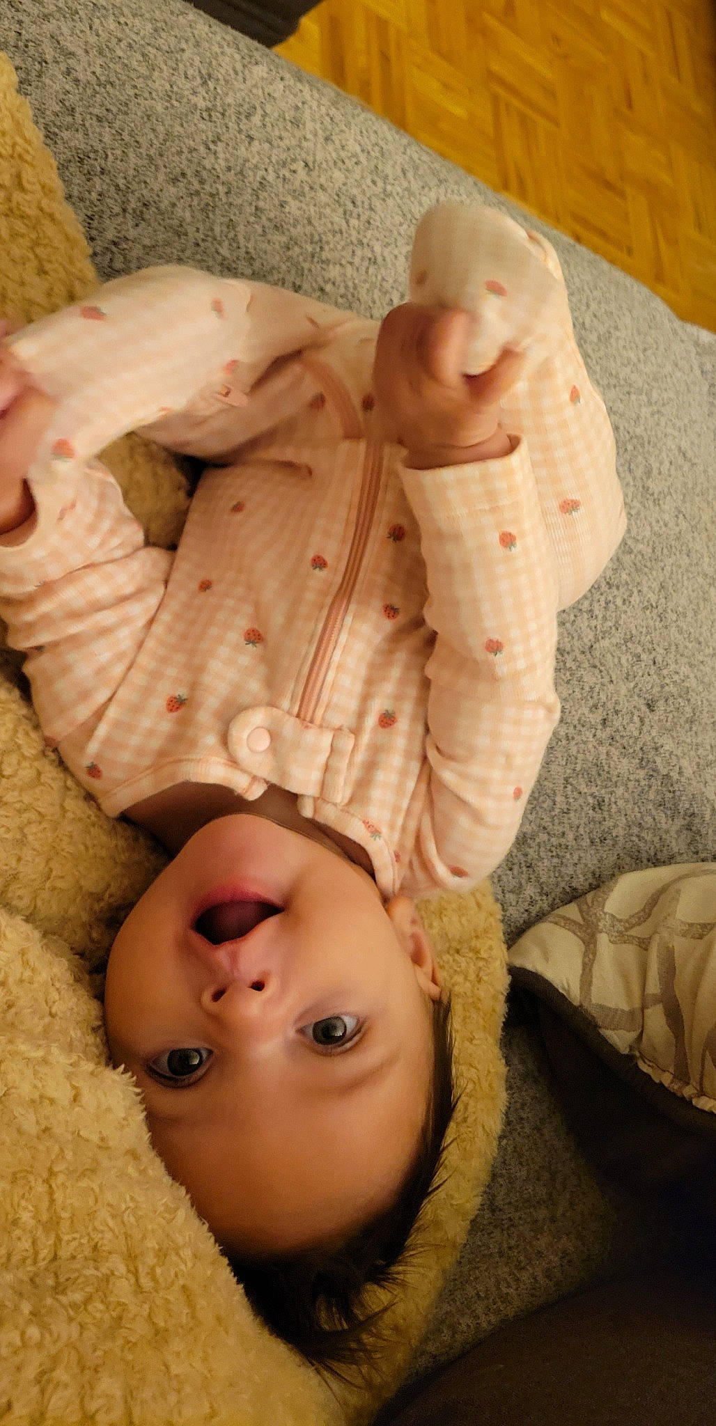 Kenya joined the competition — help win amazing prizes! baby, baby_sleeping, baby_toddler_clothing, cheek, child, comfort, flash_photography, flooring, fur, gesture, happy, headgear, linens, nose, person, room, skin, sleeve, surprise, toddler