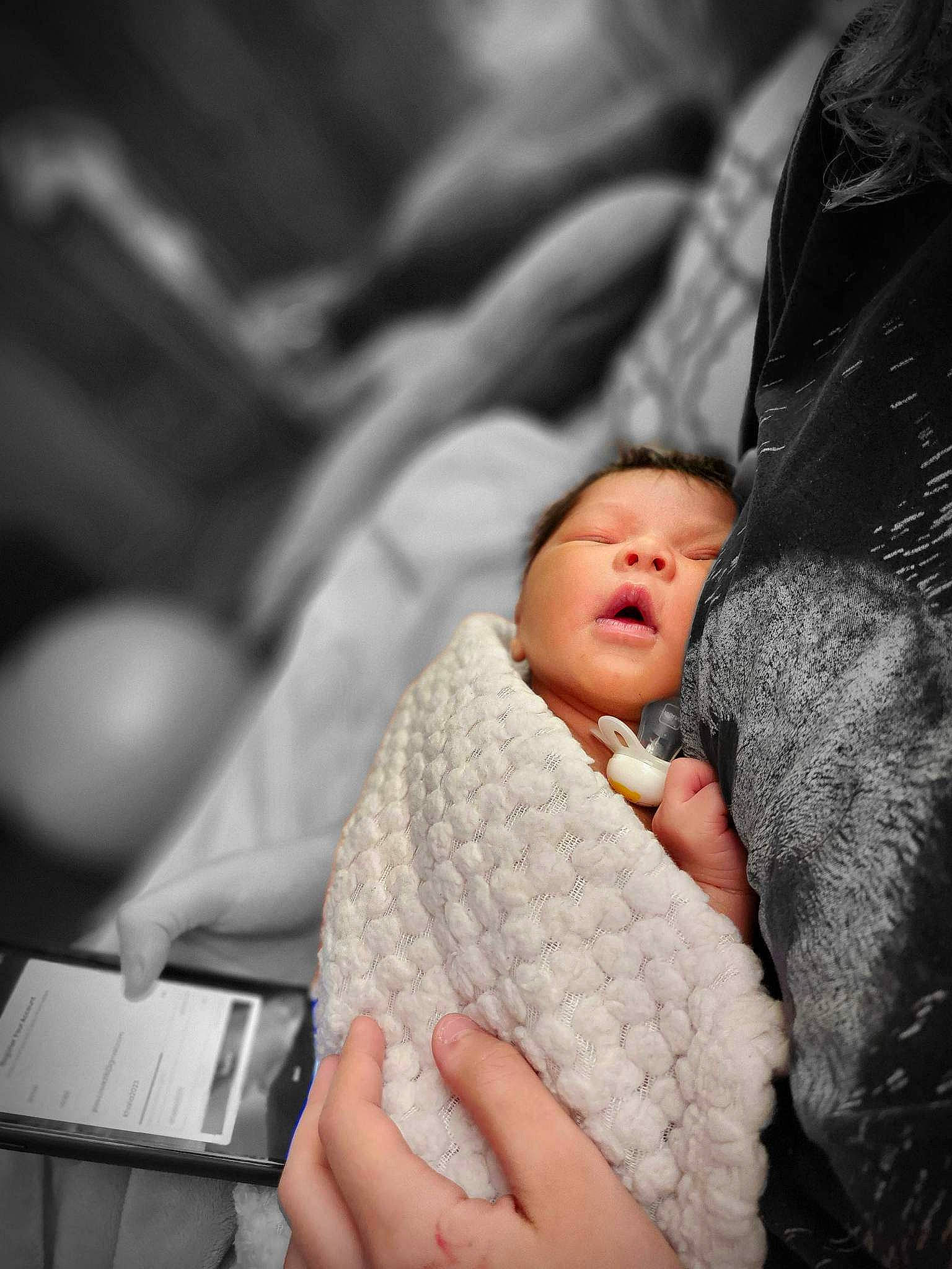 Khalia joined the competition — help win amazing prizes! baby, child, comfort, event, finger, fur, gesture, hand, head, hug, linens, monochrome, monochrome_photography, nail, nap, person, sitting, sleep, thumb, toddler