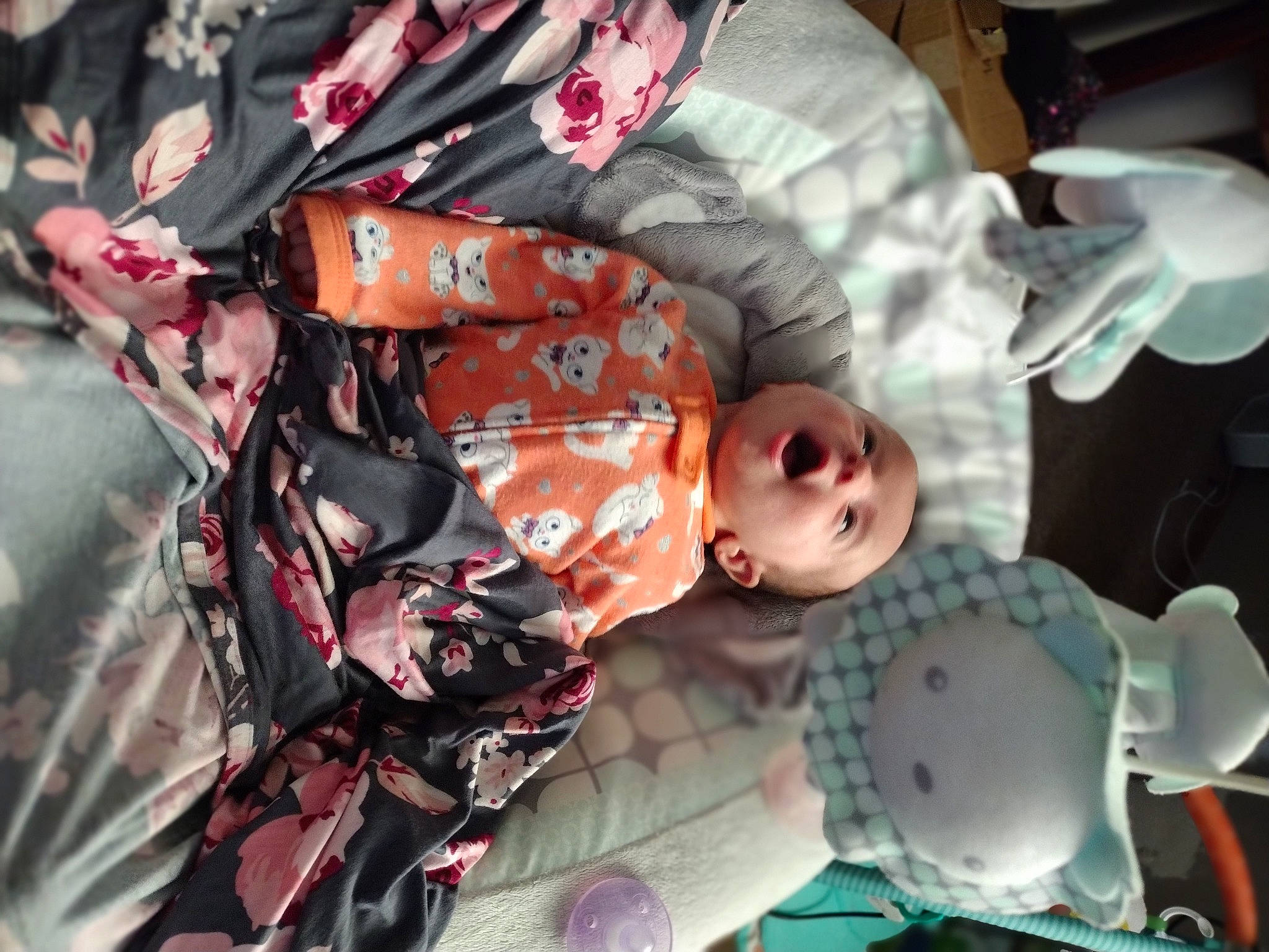 Hazel is registered to the contest to win money with this photo: baby, baby_products, baby_toddler_clothing, blossom, child, comfort, costume, event, fun, hat, headgear, organism, pattern, person, personal_protective_equipment, sun_hat, textile, toddler, tree