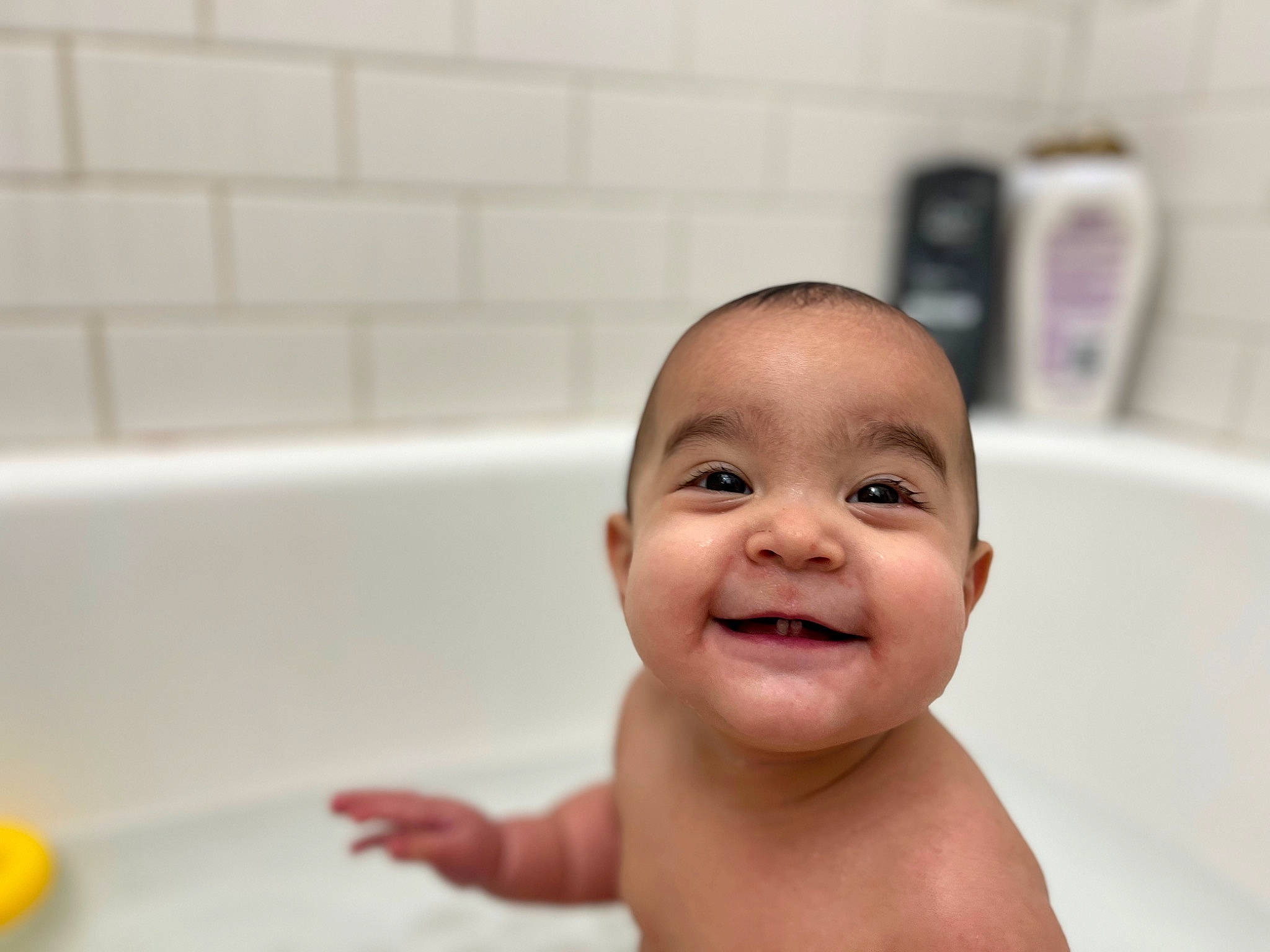 Evalina joined the competition — help win amazing prizes! baby, baby_bathing, bathing, bathroom, bathtub, chest, child, composite_material, eyelash, fluid, fun, happy, joy, laugh, person, plumbing, plumbing_fixture, skin, smile, thumb