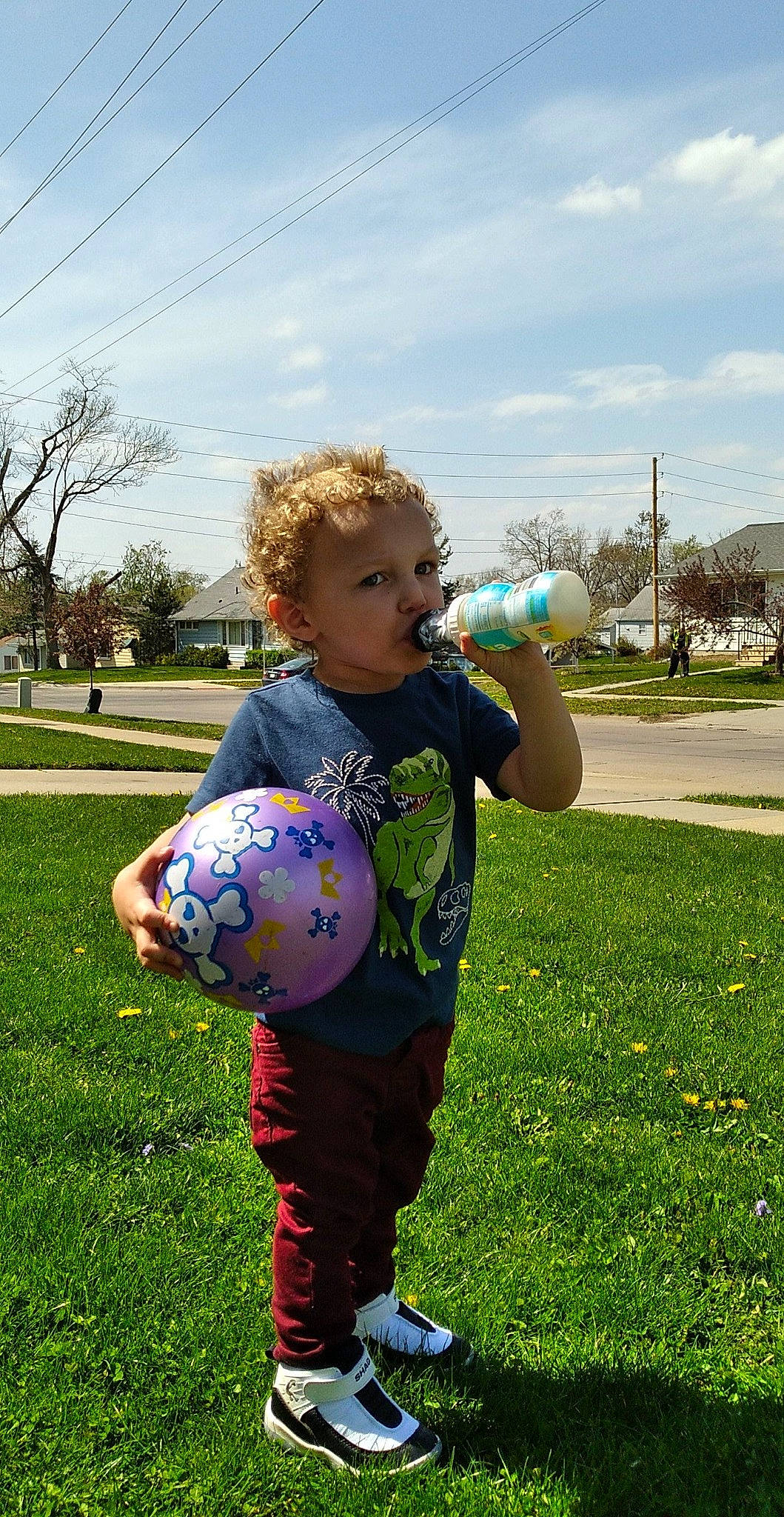 Marcellus joined the competition — help win amazing prizes! ball, cloud, daytime, football, fun, grass, grassland, happy, leisure, meadow, people_in_nature, person, plant, recreation, shoe, sky, sneakers, sports_equipment, toddler, toy