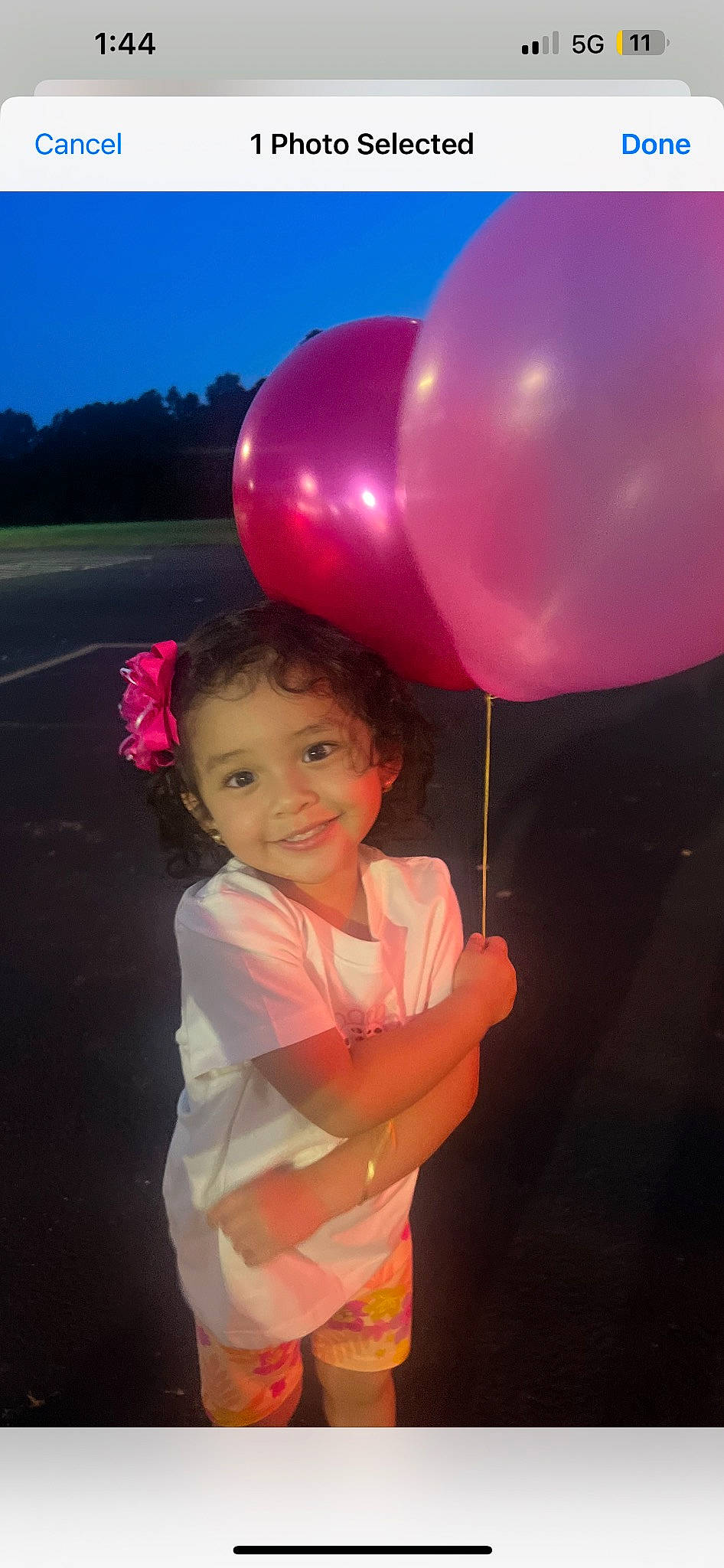 Natalia joined the competition — help win amazing prizes! balloon, child, dress, electric_blue, event, flash_photography, fun, gesture, happy, joy, leisure, magenta, party_supply, person, pink, recreation, sky, smile, toddler, tree