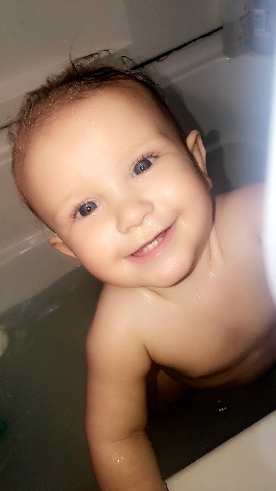 Kylar is registered to the contest to win money with this photo: baby, bathing, bathtub, beauty, cheek, child, chin, eye, eyebrow, face, facial_expression, forehead, head, joy, lip, nose, person, skin, smile, toddler