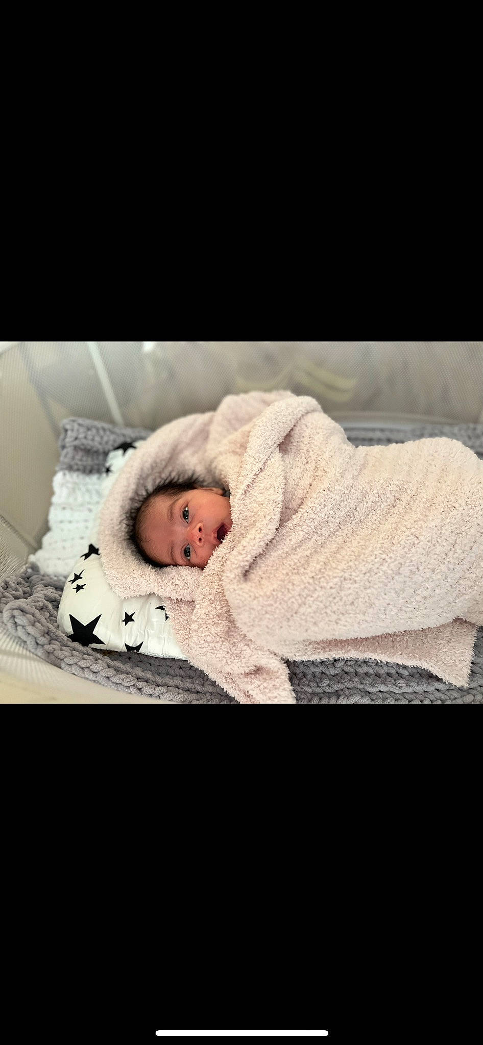 Elsa is registered to the contest to win money with this photo: baby, baby_products, baby_safety, baby_sleeping, baby_toddler_clothing, bedding, child, comfort, eye, flash_photography, fur, happy, head, human_body, linens, person, portrait_photography, sitting, sleeve, toddler