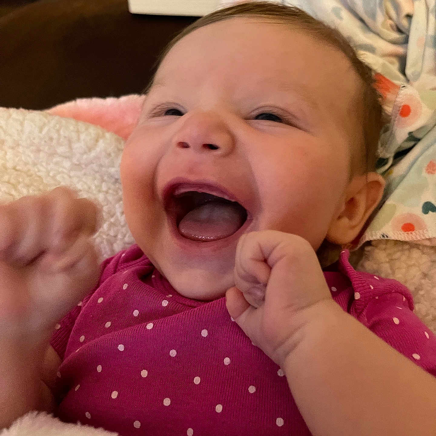 Skylar is registered to the contest to win money with this photo: baby, babylaughing, face, happy, head, laughing, newborn, person, photography, portrait, smile