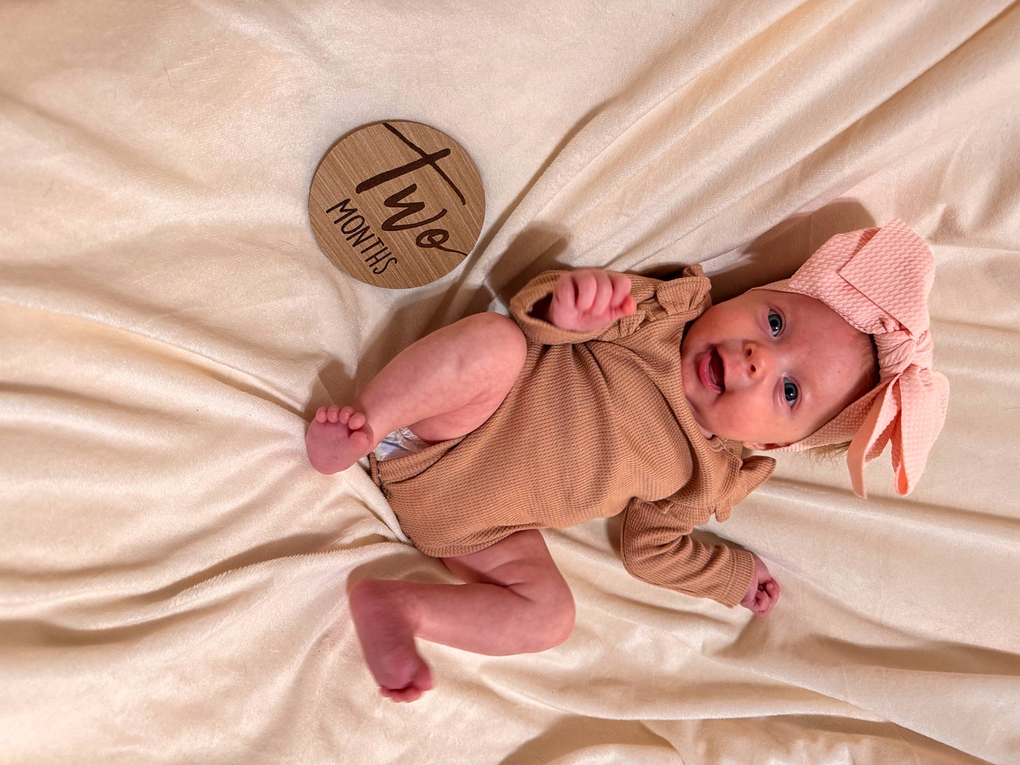 Oaklee joined the competition — help win amazing prizes! baby, baby_sleeping, baby_toddler_clothing, bedding, bedtime, child, comfort, happy, headwear, linens, magenta, mammal, pattern, peach, person, pink, room, skin, sleeve, textile