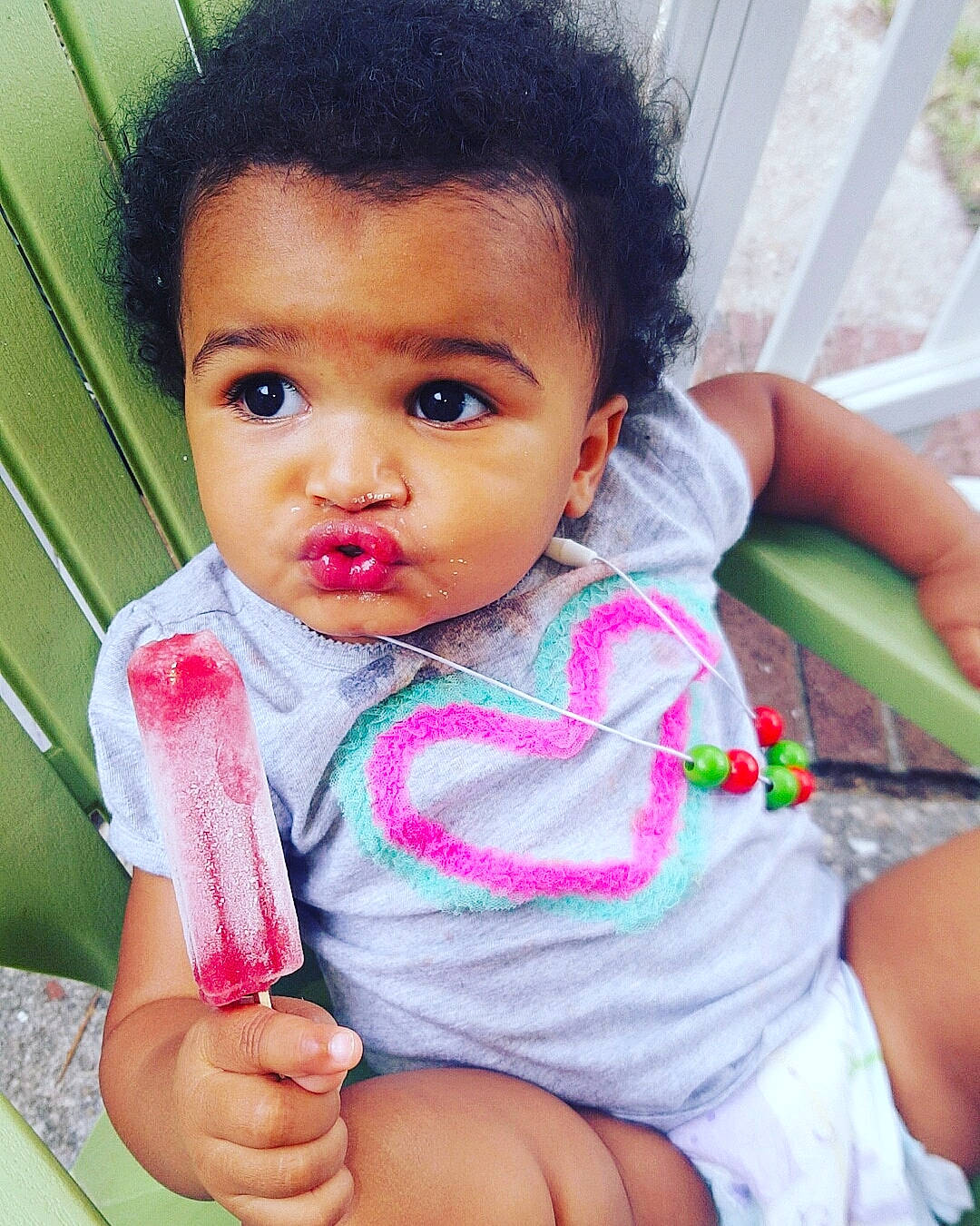 Emalynn joined the competition — help win amazing prizes! baby, black_hair, cheek, child, daughter, face, finger, hair, lip, nose, person, pink, play, skin, toddler