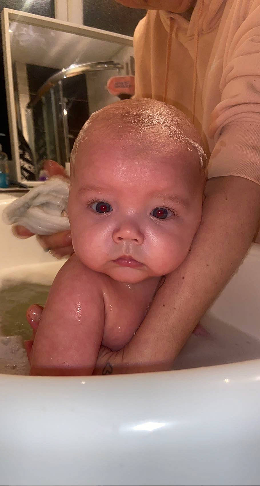 Noah joined the competition — help win amazing prizes! baby, baby_bathing, bathing, bathroom, bathtub, cheek, chest, child, ear, eyelash, fluid, iris, lip, mouth, nose, person, skin, smile, thumb, toddler