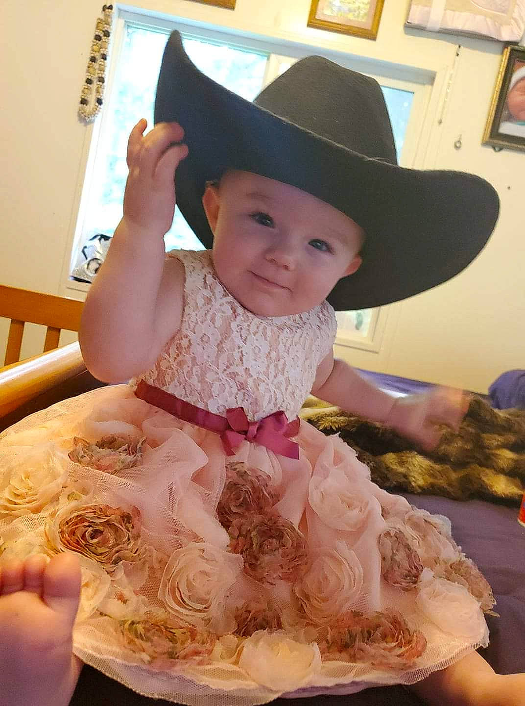 Acelyn joined the competition — help win amazing prizes! child, clothing, costume, costume_hat, dress, fashion_accessory, hat, headgear, headwear, person, toddler