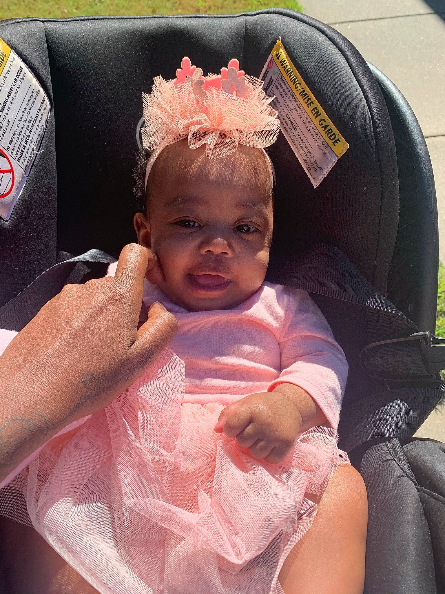 Zora is registered to the contest to win money with this photo: baby, baby_products, baby_toddler_clothing, bonnet, bracelet, child, child_model, costume_accessory, embellishment, eyelash, fashion_accessory, hair_accessory, headband, headgear, headpiece, peach, person, pink, toddler