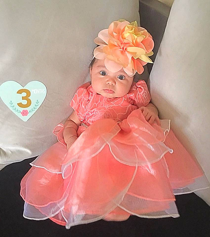 Inessa joined the competition — help win amazing prizes! child, costume, dance_dress, doll, dress, girl, gown, hair_accessory, infant, peach, person, petal, pink, toddler