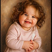 Malyah a rejoint le concours — aidez-le/la à gagner de superbes lots ! baby, child, closeup, curly_hair, cute, expression, face, hands, happy, innocent, photography, pink_clothing, portrait, sitting, skin, smiling, studio, toddler, warm_background, young_child