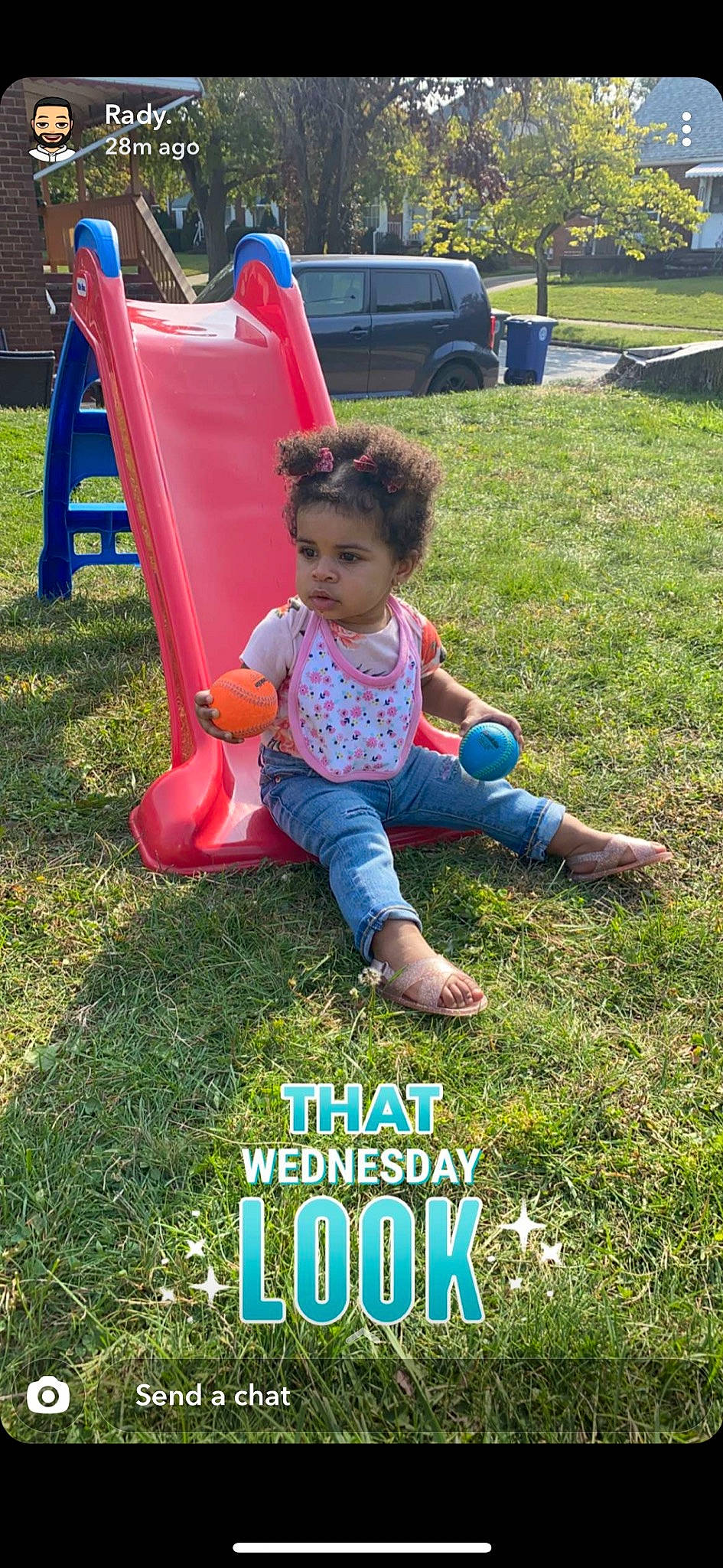 Lundyn is registered to the contest to win money with this photo: child, city, fun, grass, human_settlement, lawn, leisure, outdoor_play_equipment, person, plant, play, playground, playground_slide, public_space, recreation, summer, toddler