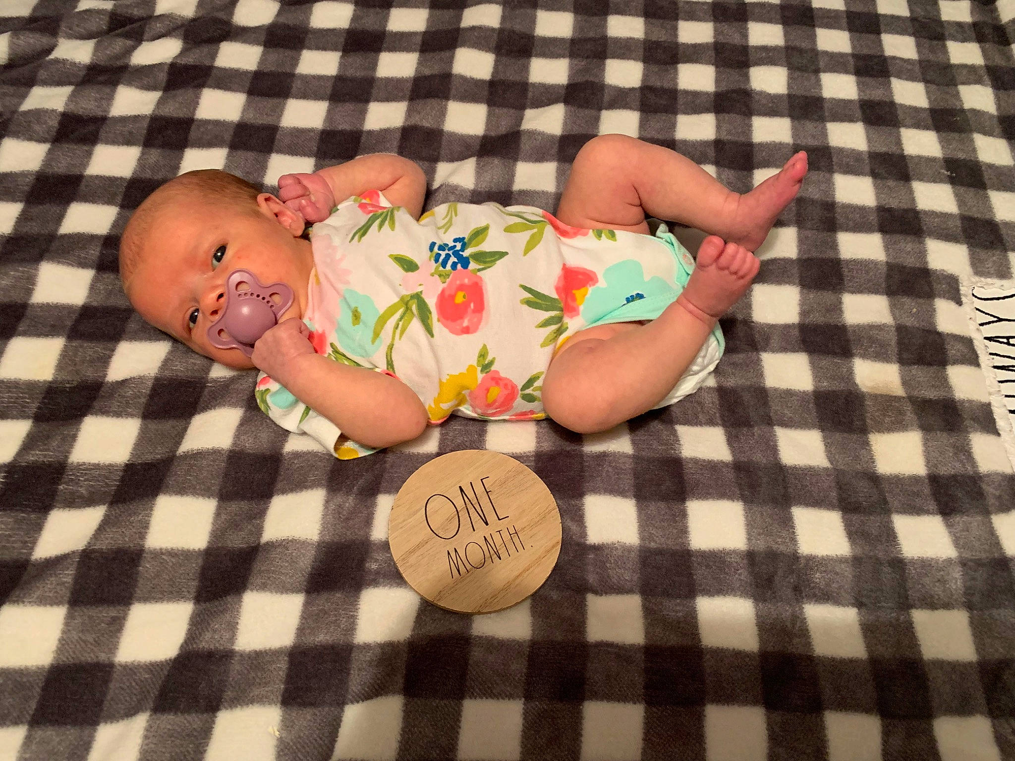 Brynne joined the competition — help win amazing prizes! baby, baby_products, baby_sleeping, baby_toddler_clothing, child, comfort, flooring, foot, happy, infant_bodysuit, leg, linens, nail, pattern, person, plaid, sock, tartan, textile, thigh
