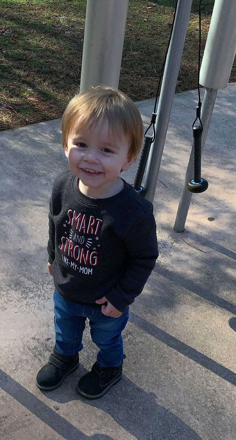 Dallas joined the competition — help win amazing prizes! asphalt, baby, baby_toddler_clothing, child, denim, electric_blue, flooring, grass, happy, head, jeans, joy, leisure, person, road_surface, sleeve, smile, snapshot, standing, t_shirt