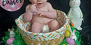 Cameron joined the competition — help win amazing prizes! baby, bunny_ears, basket, easter_eggs, plastic_carrots, stuffed_bunny, green_grass, holiday, celebration, child, cute, decorations, festive, smiling, indoor, portrait, toy, colorful, diaper, face