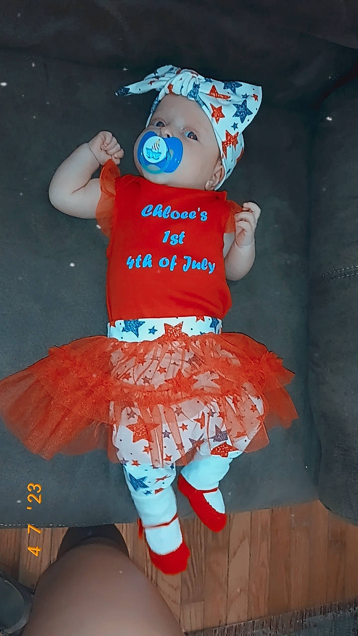 Chloee is registered to the contest to win money with this photo: baby_toddler_clothing, blue, child, costume, costume_hat, electric_blue, fun, hat, headgear, headwear, human_leg, party_supply, pattern, peach, person, pink, sleeve, sock, t_shirt, thigh