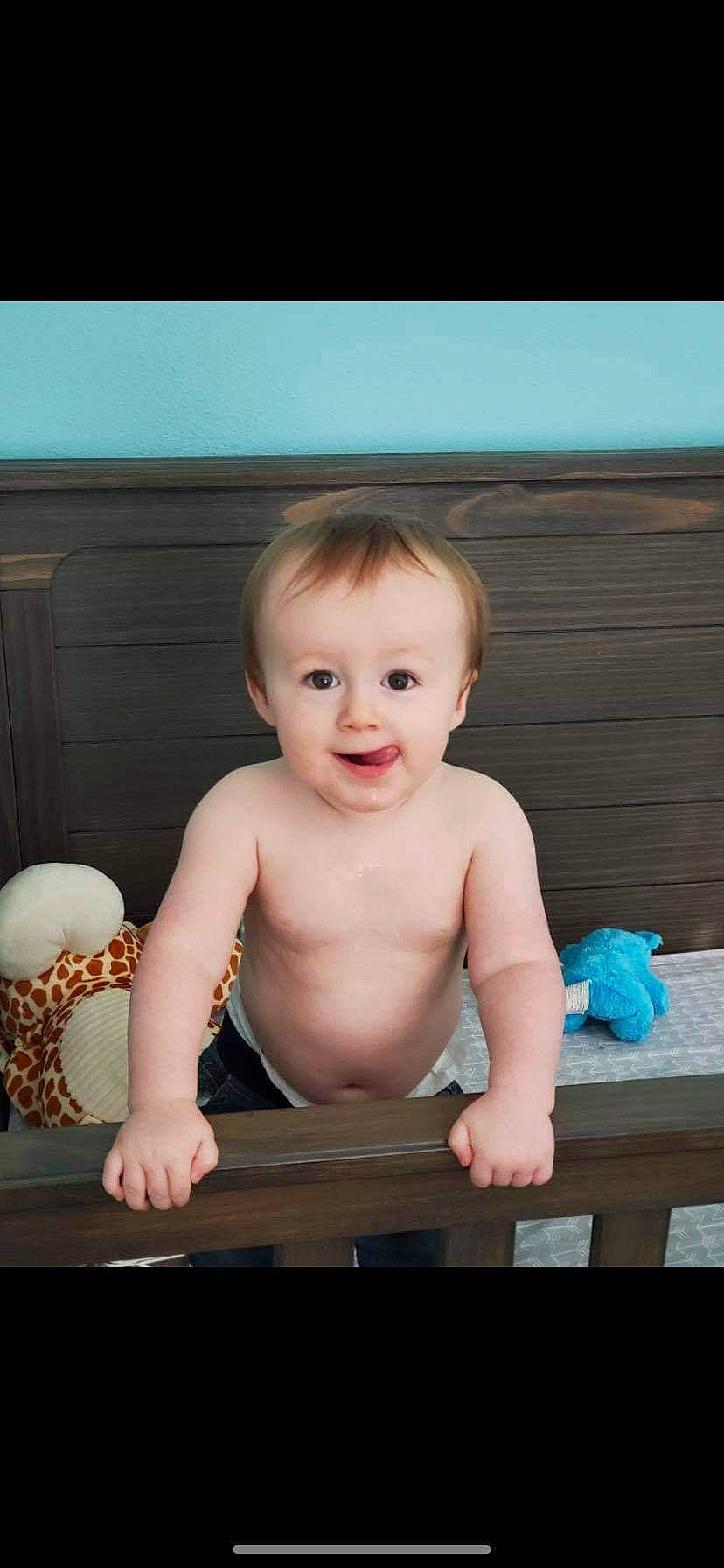 Gannon joined the competition — help win amazing prizes! baby, baby_toddler_clothing, cheek, child, person, sitting, skin, smile, toddler