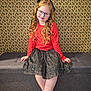 Alice a rejoint le concours — aidez-le/la à gagner de superbes lots ! bench, black_skirt, casual, child, curly_hair, cute, fashion, girl, glasses, happy, holly_pattern, home, indoor, long_hair, portrait, red_shirt, sitting, smile, wallpaper, young