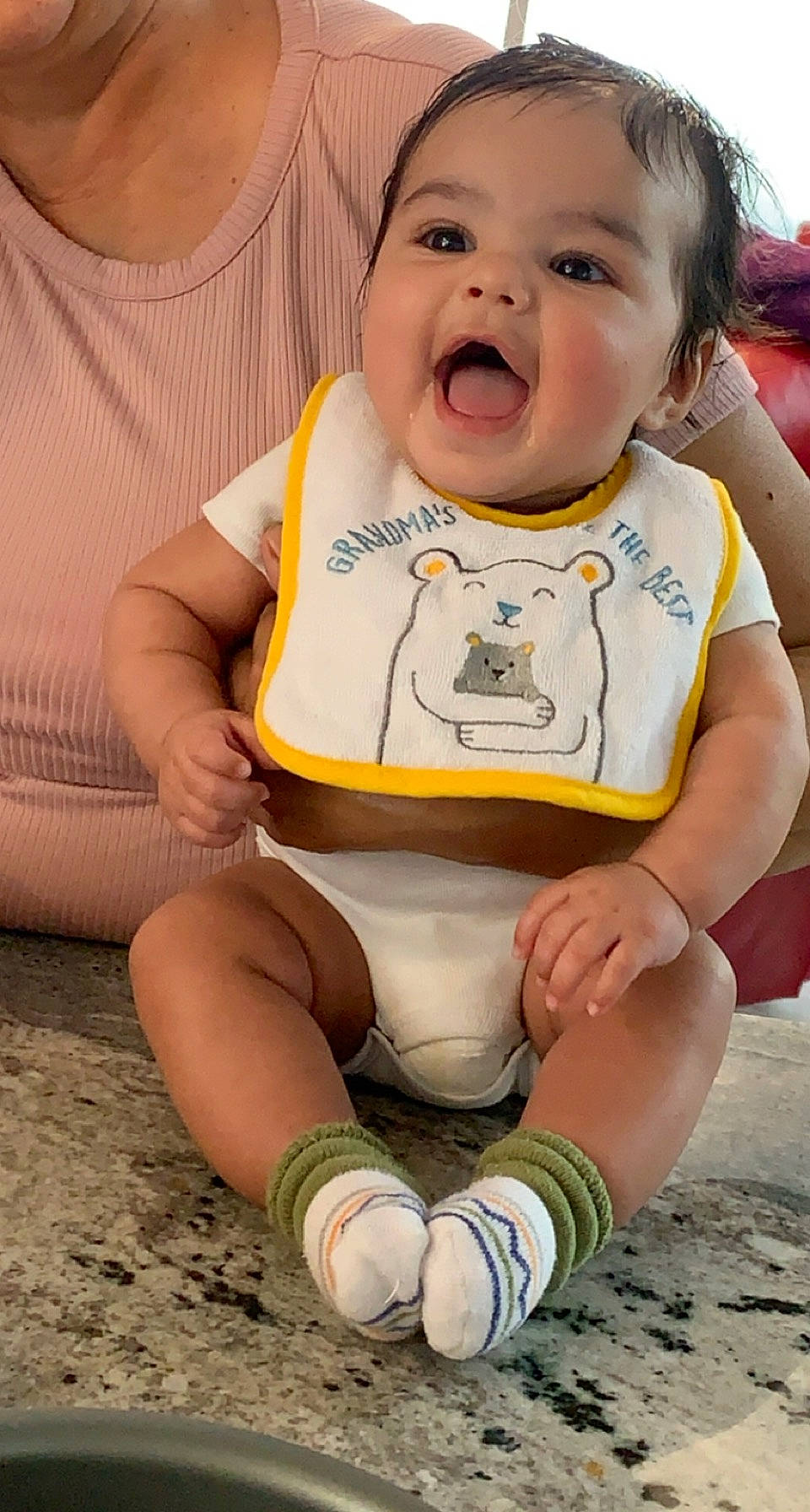 Liam is registered to the contest to win money with this photo: baby, baby_toddler_clothing, cheek, clothing, eye, face, finger, fun, happy, head, knee, mouth, neck, nose, person, skin, sleeve, stomach, thigh, toddler