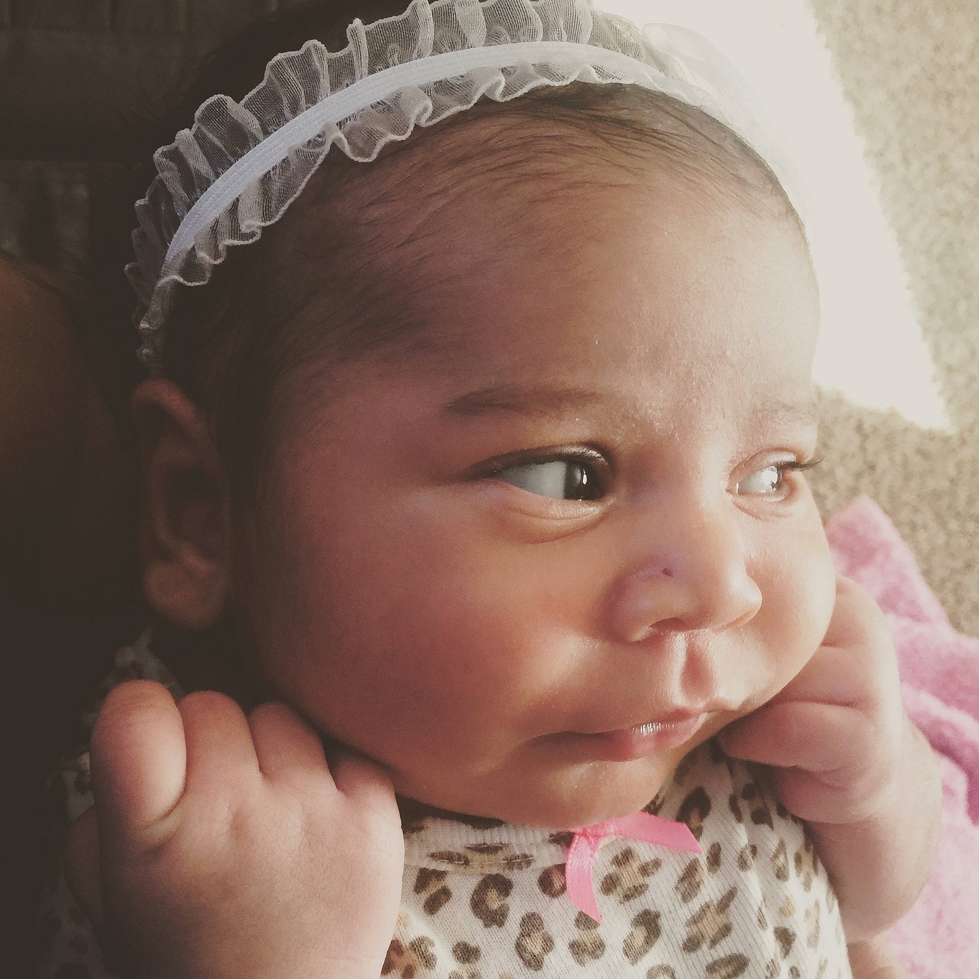 Aubrianna joined the competition — help win amazing prizes! cheek, child, eyebrow, forehead, girl, hair_accessory, head, headband, headgear, headpiece, infant, jewellery, lip, person, skin, smile, toddler