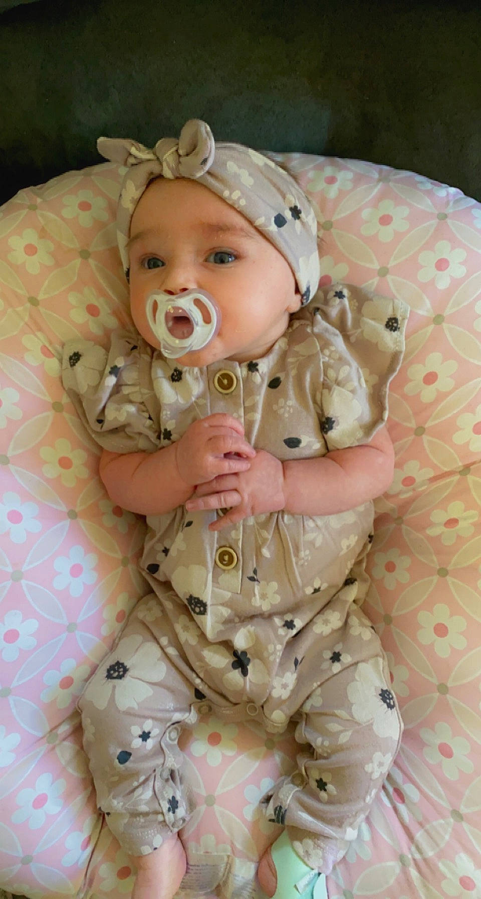 Alaina joined the competition — help win amazing prizes! baby, baby_products, baby_toddler_clothing, camouflage, cargo_pants, cheek, child, collar, face, gesture, head, headwear, military_camouflage, military_uniform, outerwear, pattern, person, pink, skin, sleeve