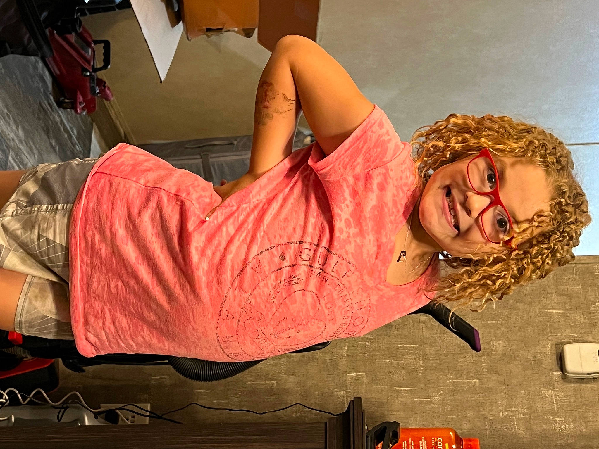 Adalynn joined the competition — help win amazing prizes! abdomen, comfort, elbow, eyewear, fashion_design, flash_photography, foot, fun, glasses, human_body, human_leg, joy, knee, long_hair, mouth, muscle, person, sitting, thigh, trunk