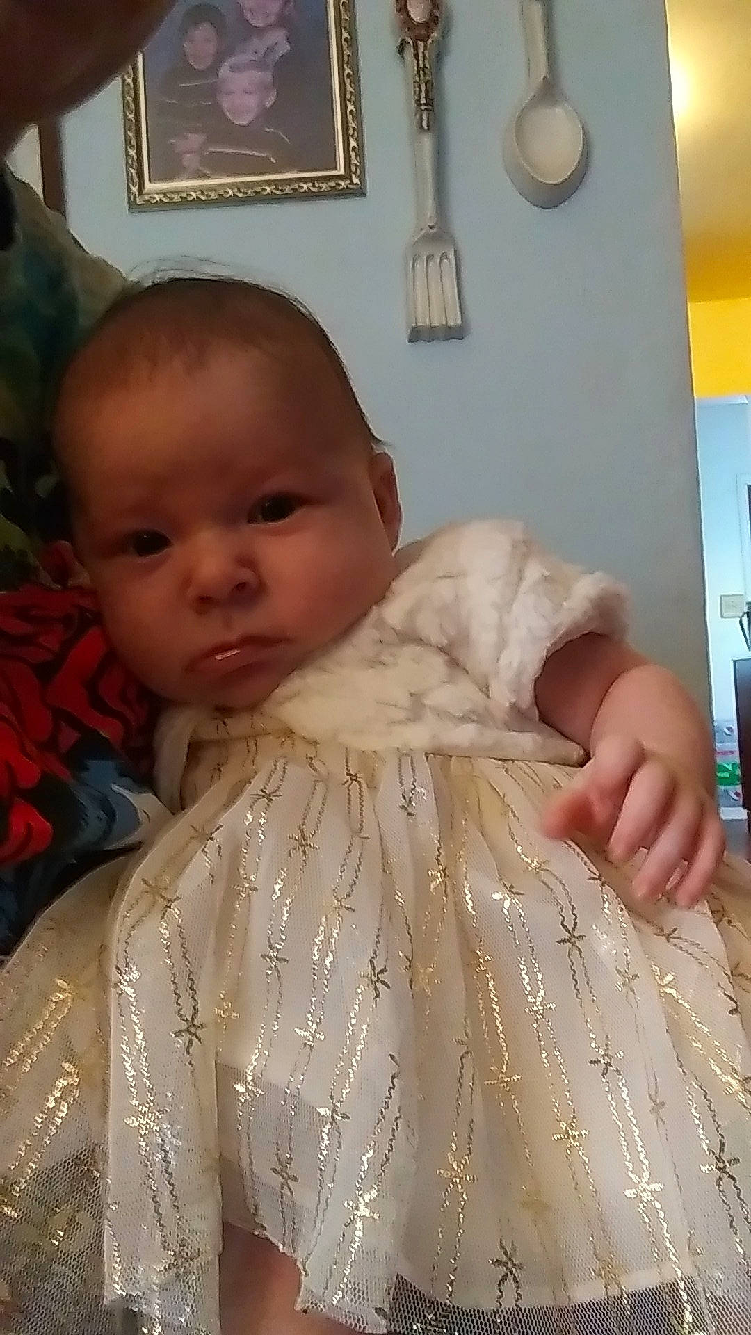 Neveah joined the competition — help win amazing prizes! baby, baby_toddler_clothing, cheek, child, craft, day_dress, dress, embellishment, interior_design, iris, linens, lip, nose, one_piece_garment, pattern, person, picture_frame, skin, textile, toddler