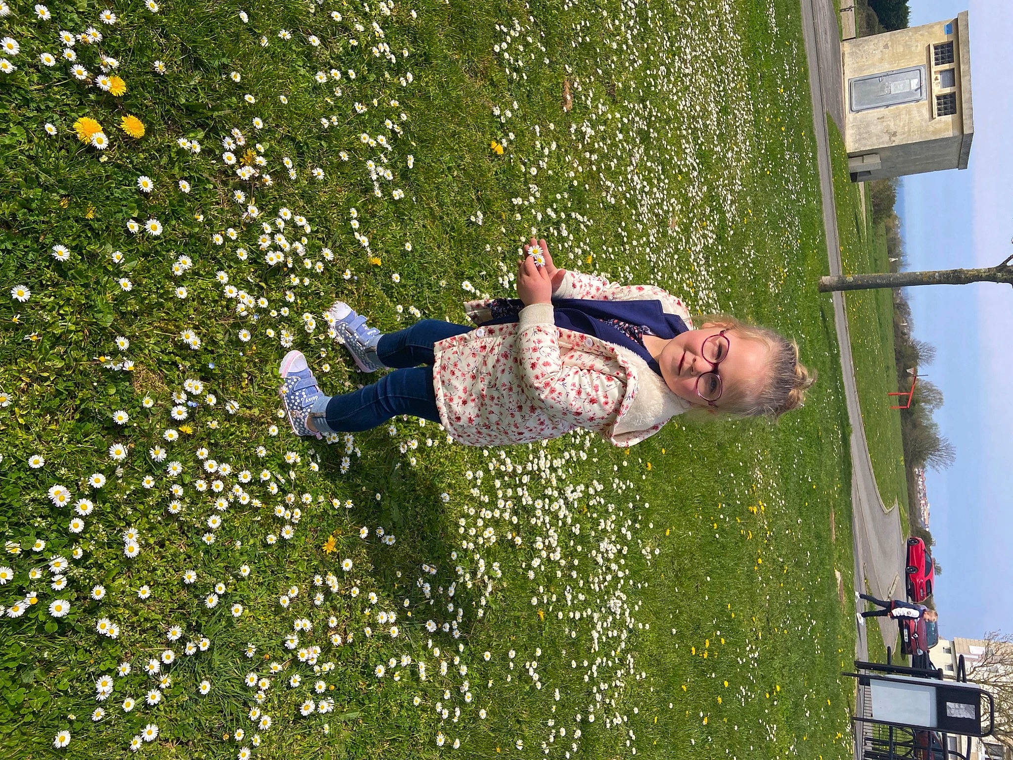 Maëlle participe au concours pour gagner de l'argent avec cette photo : annual_plant, flower, flowering_plant, fun, grass, grassland, green, groundcover, happy, lawn, leisure, meadow, people_in_nature, person, petal, plant, recreation, shrub, sky, spring