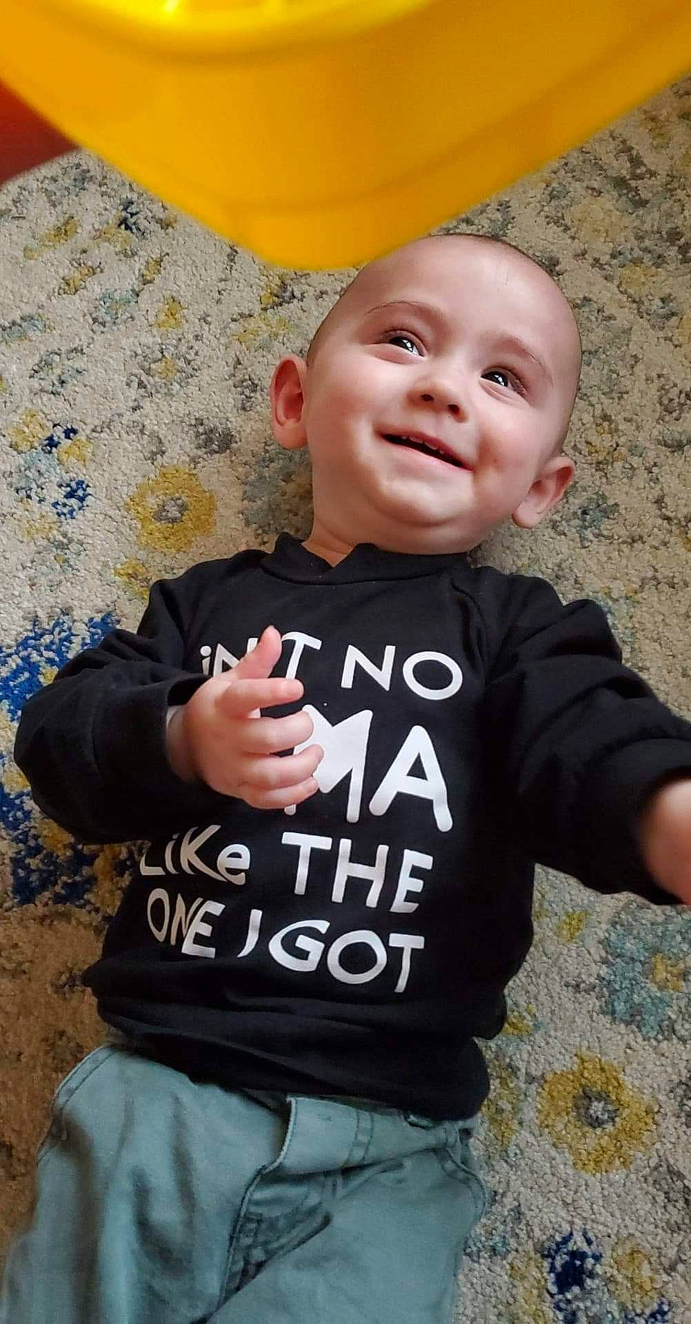 Zayne joined the competition — help win amazing prizes! baby, baby_toddler_clothing, cheek, child, cool, happy, joy, outerwear, person, play, sleeve, smile, t_shirt, toddler