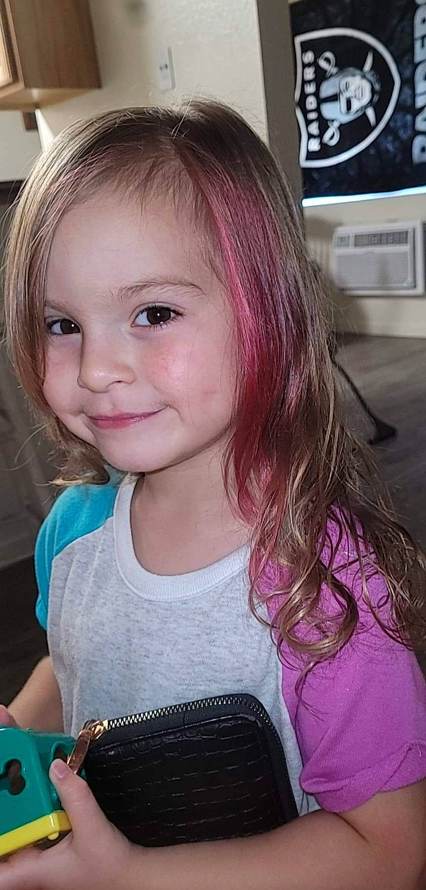 Riley joined the competition — help win amazing prizes! bangs, cheek, chin, cool, ear, eyebrow, eyelash, forehead, hairstyle, happy, iris, joy, lip, mouth, nose, organ, person, pink, skin, smile