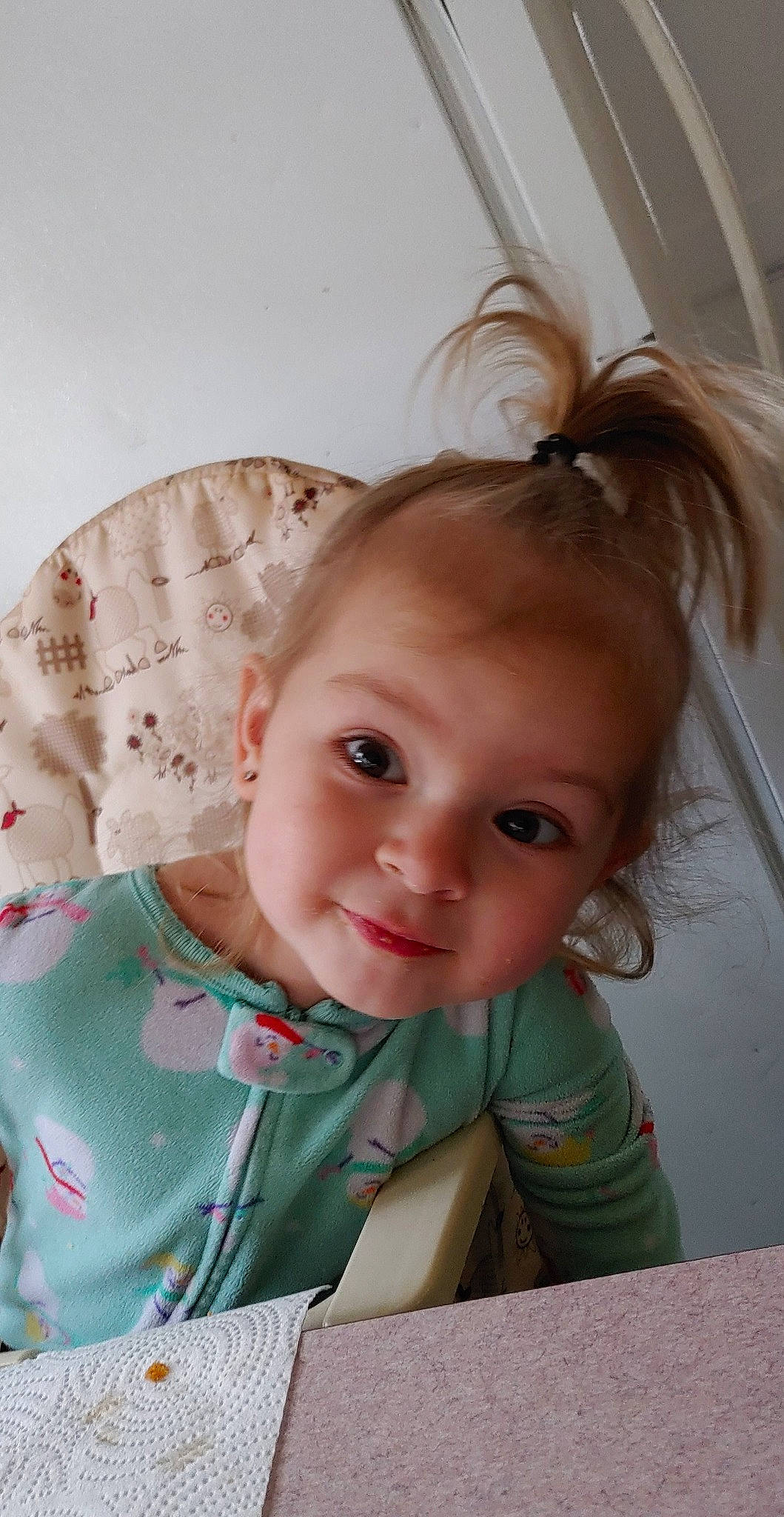 Riley is registered to the contest to win money with this photo: baby, brown_hair, cheek, child, chin, ear, eye, eyebrow, face, forehead, hair, hairstyle, head, iris, lip, nose, person, skin, smile, toddler