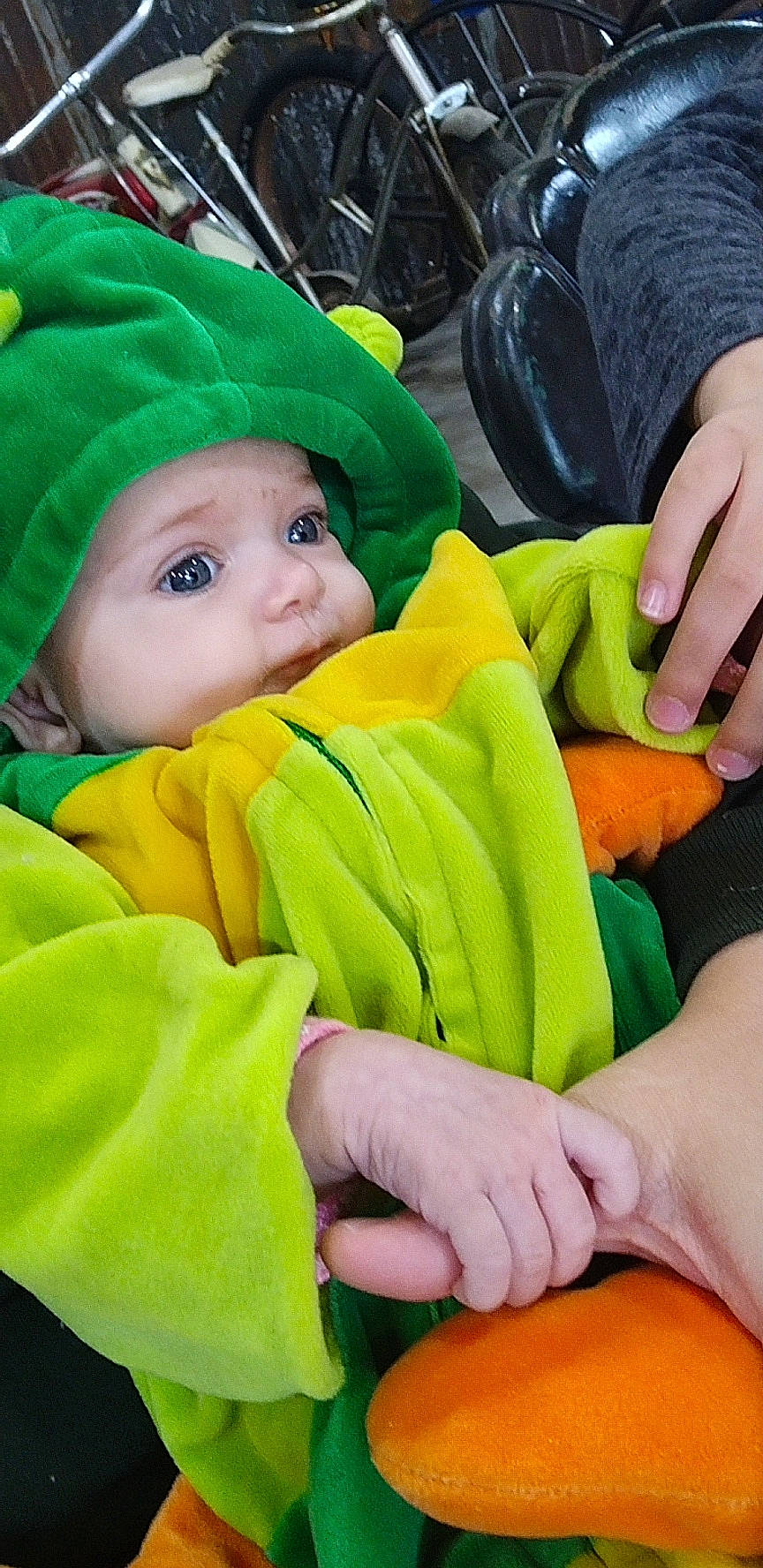 Riverlynn joined the competition — help win amazing prizes! baby, calabaza, cheek, child, comfort, cucurbita, event, fun, gesture, gourd, green, happy, head, headwear, linens, orange, person, pumpkin, squash, thumb