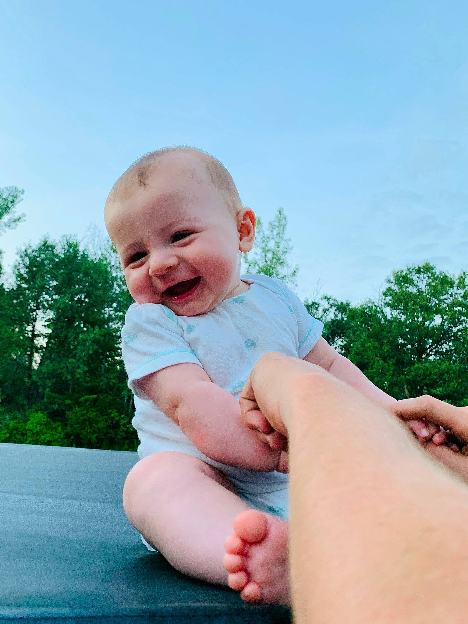 Byron joined the competition — help win amazing prizes! arm, baby, barefoot, blue, cheek, child, finger, foot, grass, hand, leg, leisure, person, photography, sitting, skin, smile, summer, thumb, toddler