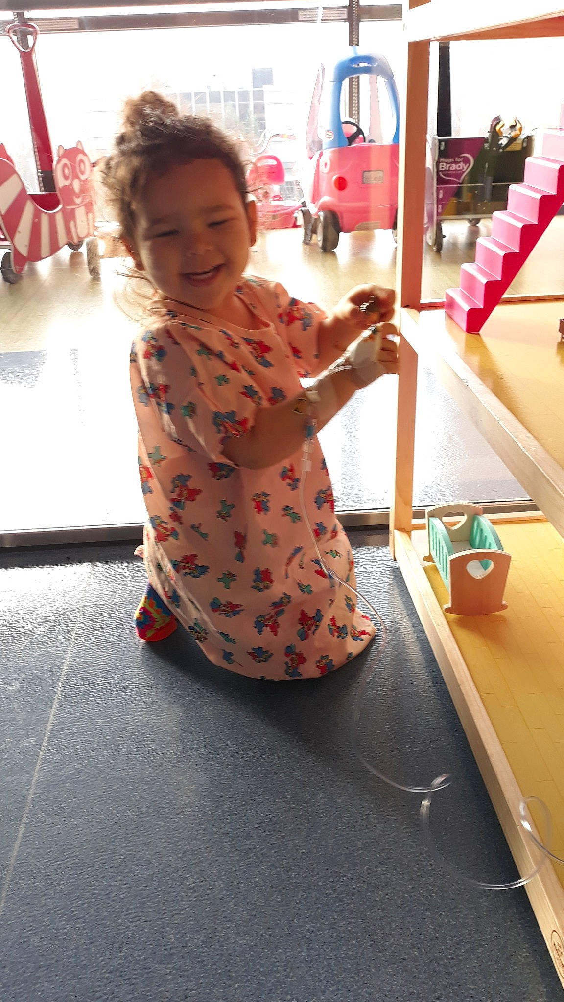 Reagan joined the competition — help win amazing prizes! baby, child, design, dress, fawn, floor, flooring, joy, pattern, person, pink, play, polka_dot, room, toddler, vacation