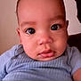 Asy joined the competition — help win amazing prizes! baby, blue_clothing, child, closeup, curious, cute, expression, eyebrows, face, head, indoors, infant, looking_at_camera, person, plump_cheeks, portrait, ribbed_fabric, skin, wide_eyes, young_child