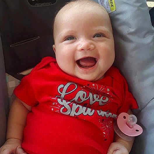 Amy joined the competition — help win amazing prizes! baby_products, cheek, child, cool, day, facial_expression, happiness, infant, laughter, lip, mouth, nose, person, pink, product, red, skin, smile, toddler