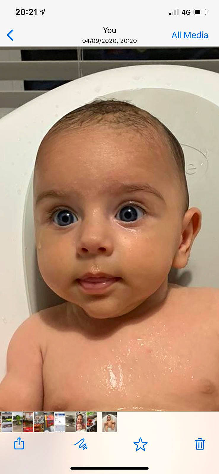 Aris is registered to the contest to win money with this photo: baby, baby_bathing, bathing, cheek, child, chin, close_up, eye, eyebrow, face, facial_expression, forehead, head, lip, mouth, muscle, neck, nose, person, skin