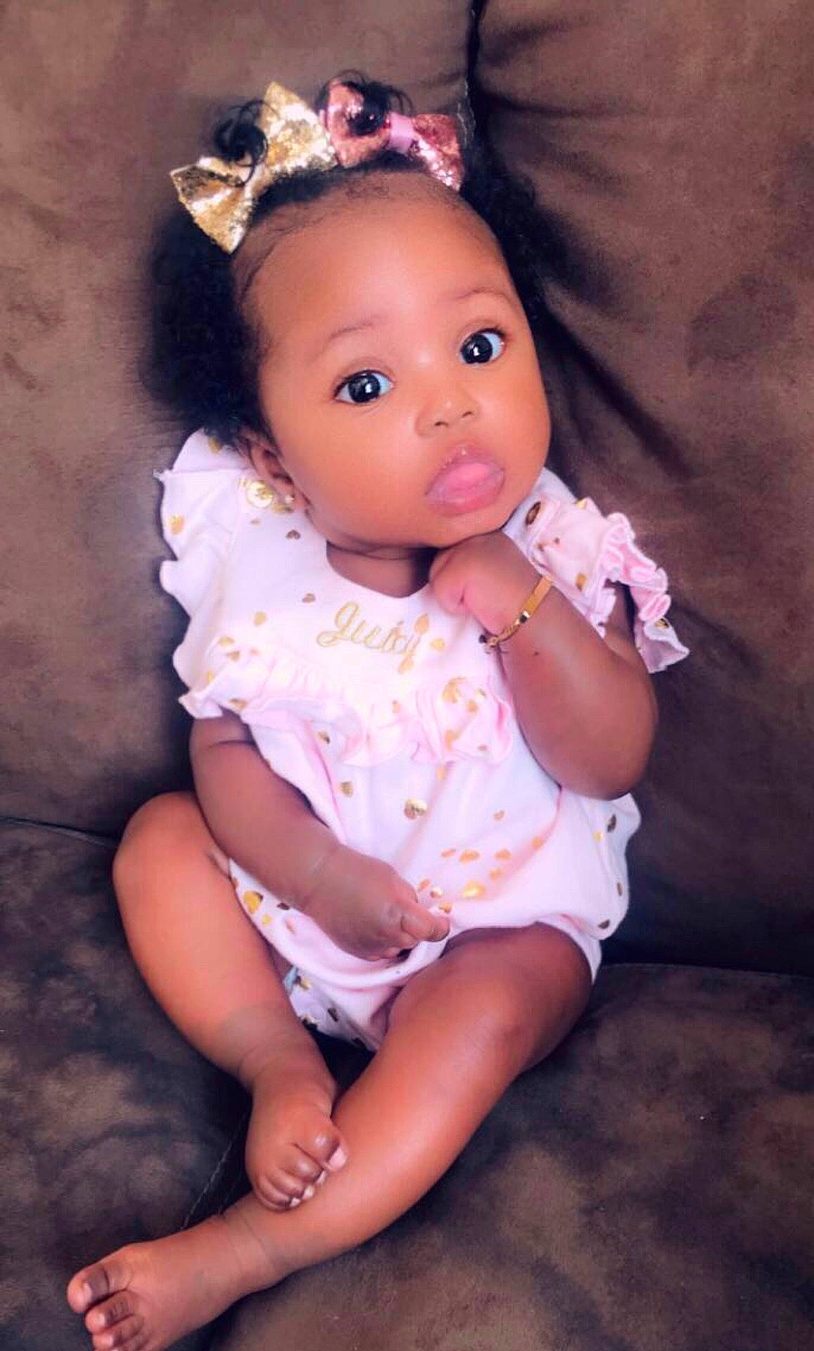 Naomi joined the competition — help win amazing prizes! cheek, child, child_model, girl, hair_accessory, headband, headgear, headpiece, human_hair_color, infant, iris, person, pink, product, surprise, toddler