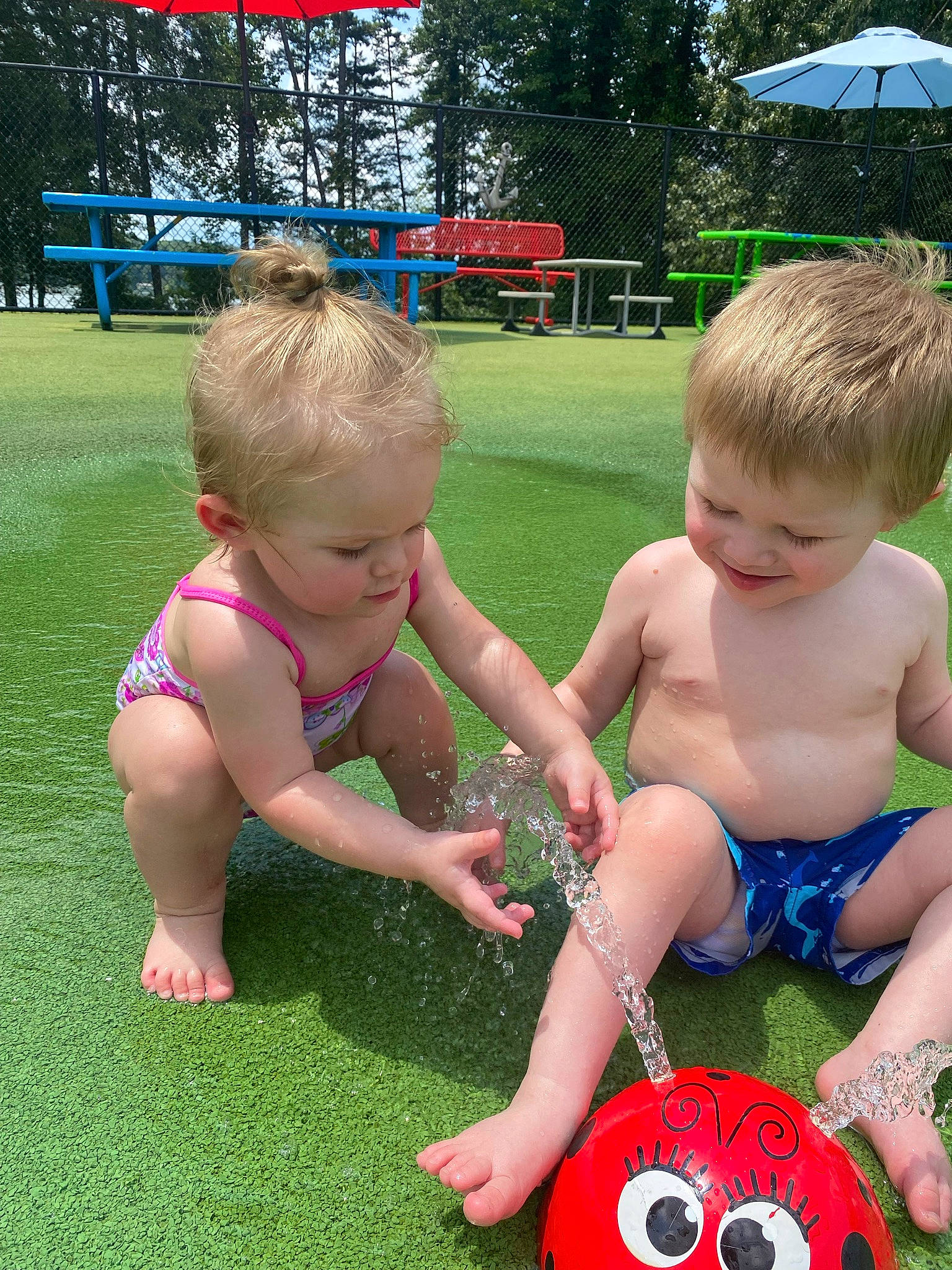 Emersynn joined the competition — help win amazing prizes! baby, baby_toddler_clothing, ball, football, fun, grass, green, happy, human_body, joy, lawn, leisure, people_in_nature, person, plant, shorts, smile, soccer_ball, summer, toddler